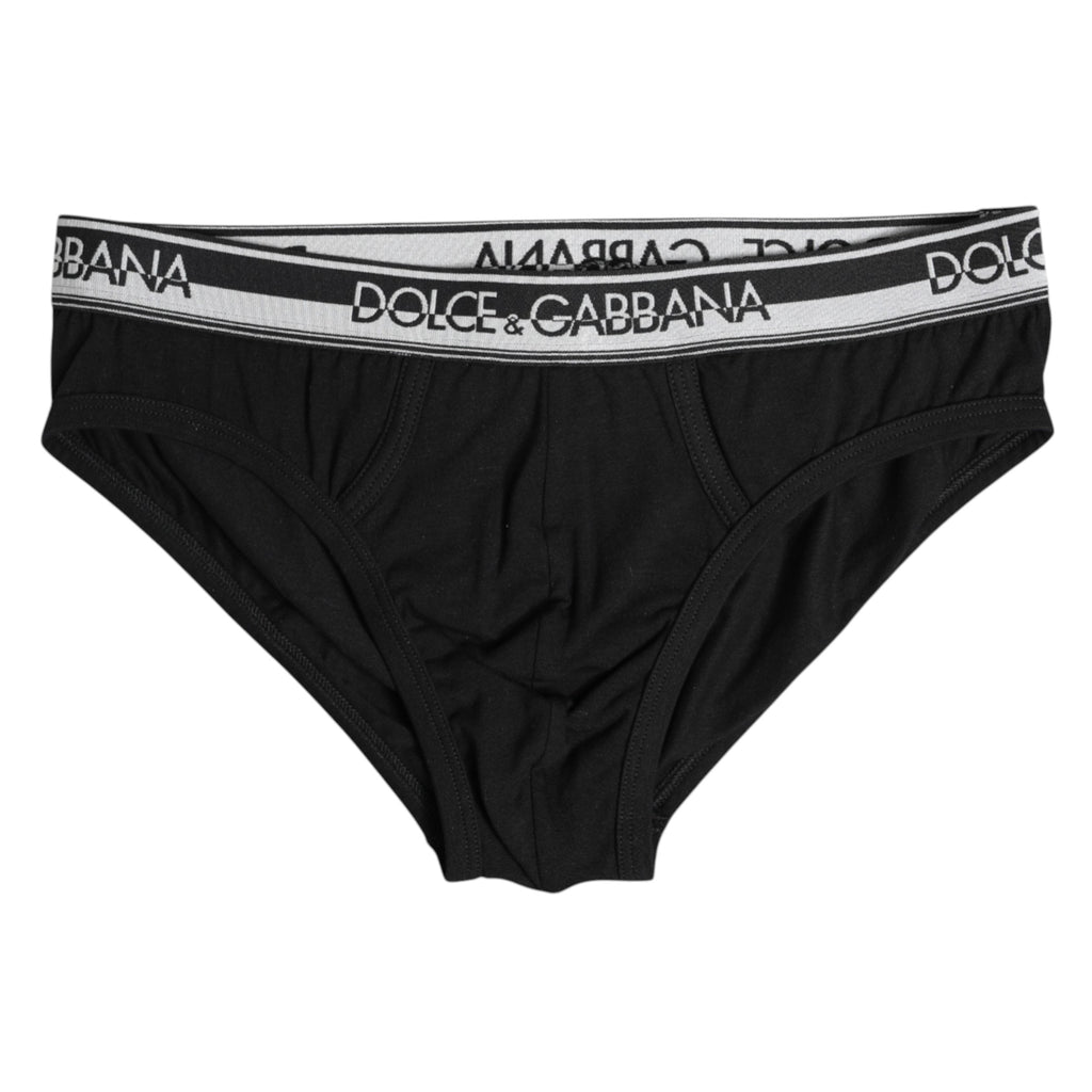 Dolce & Gabbana Black Cotton Stretch Regular Brief Underwear