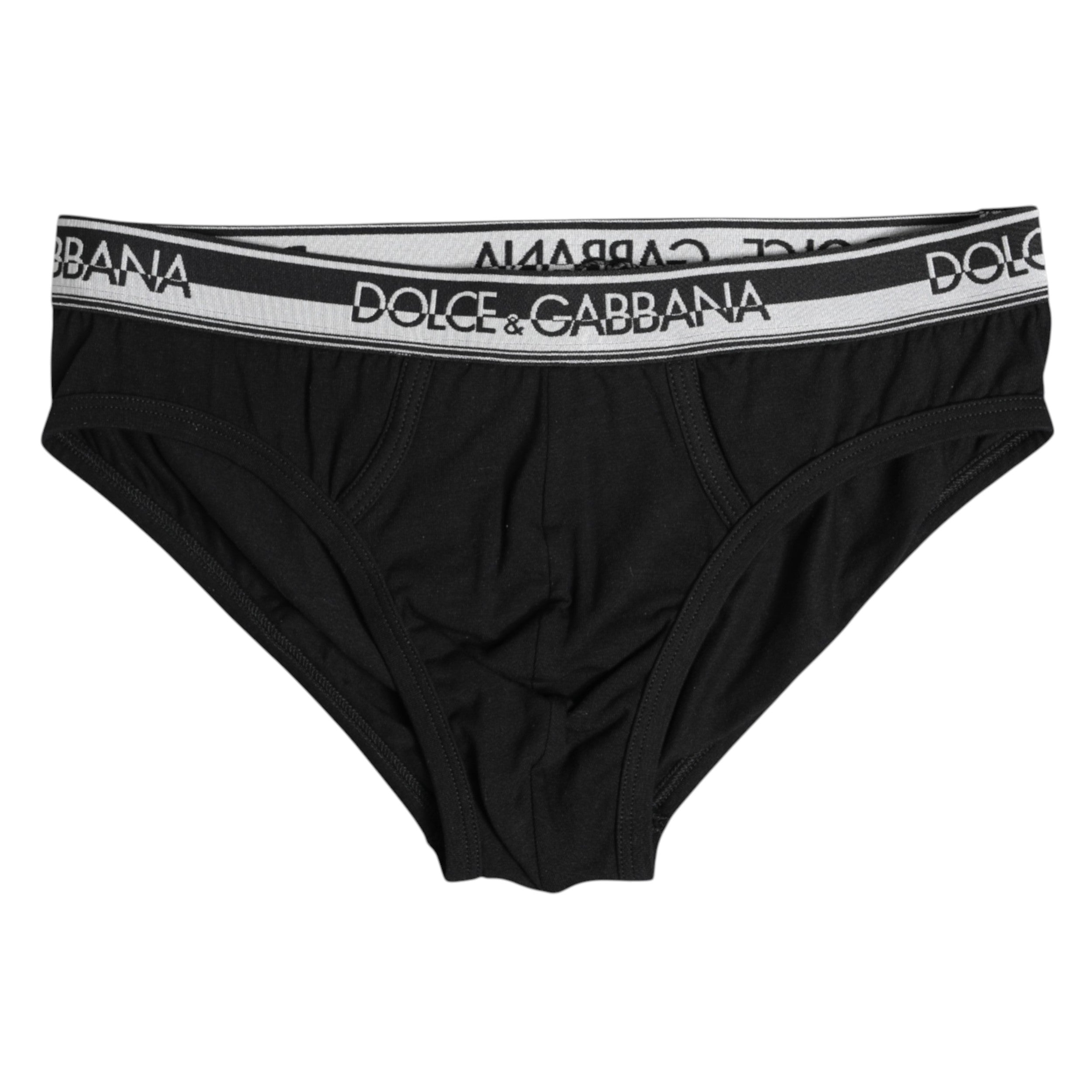 Dolce & Gabbana Black Cotton Stretch Regular Brief Underwear