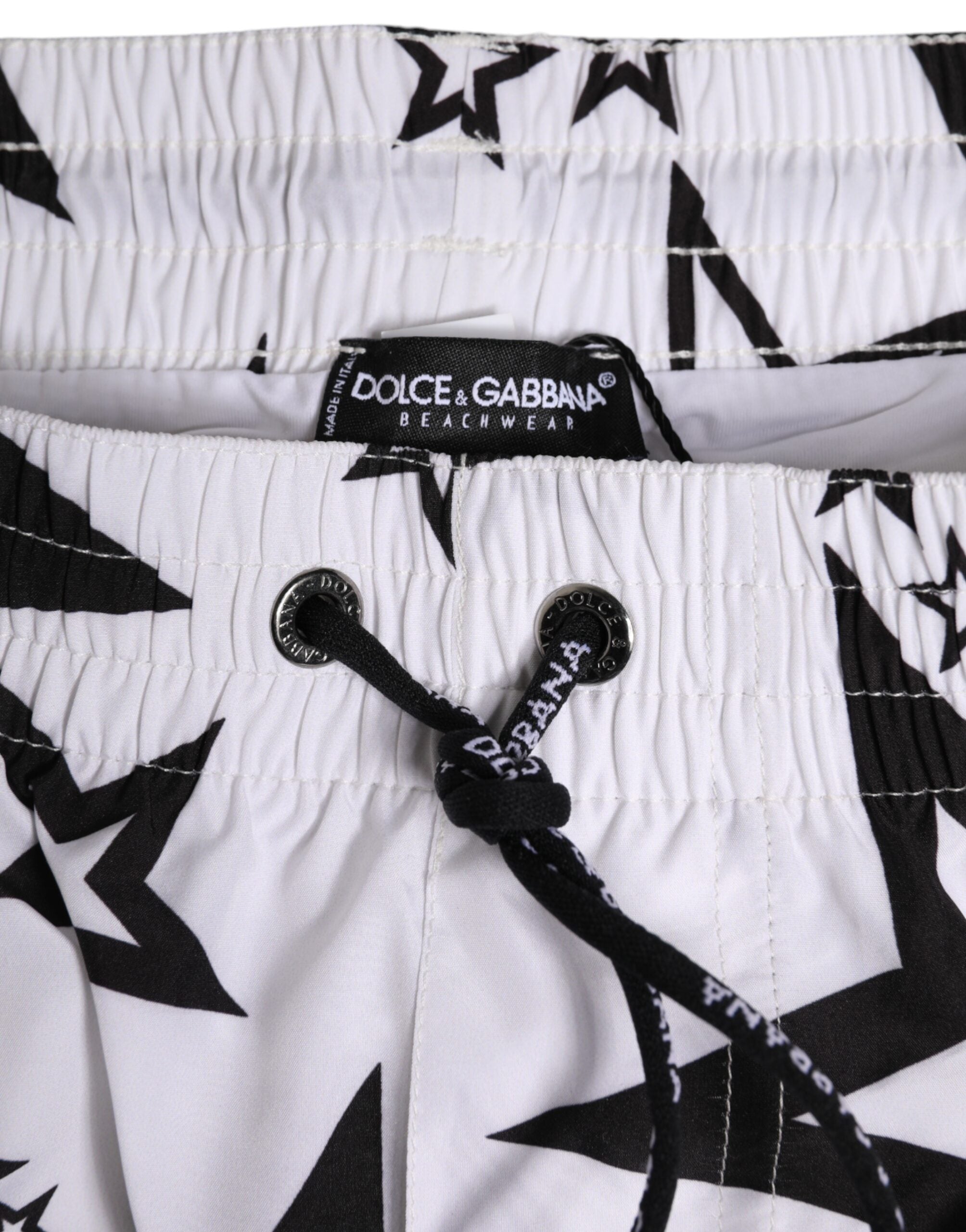 Dolce & Gabbana White Star Print Beachwear Men Shorts Swimwear