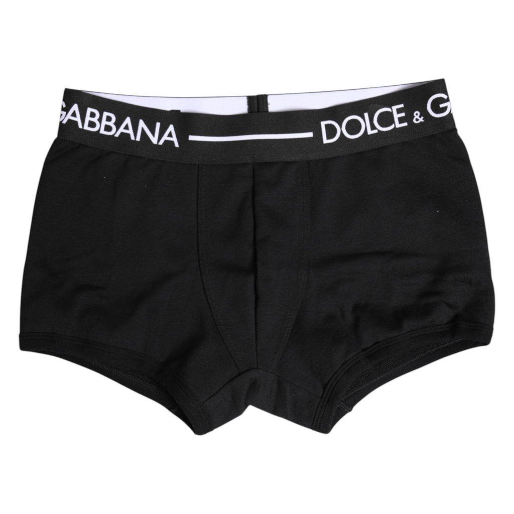 Dolce & Gabbana Black Cotton Stretch Regular Boxer Underwear