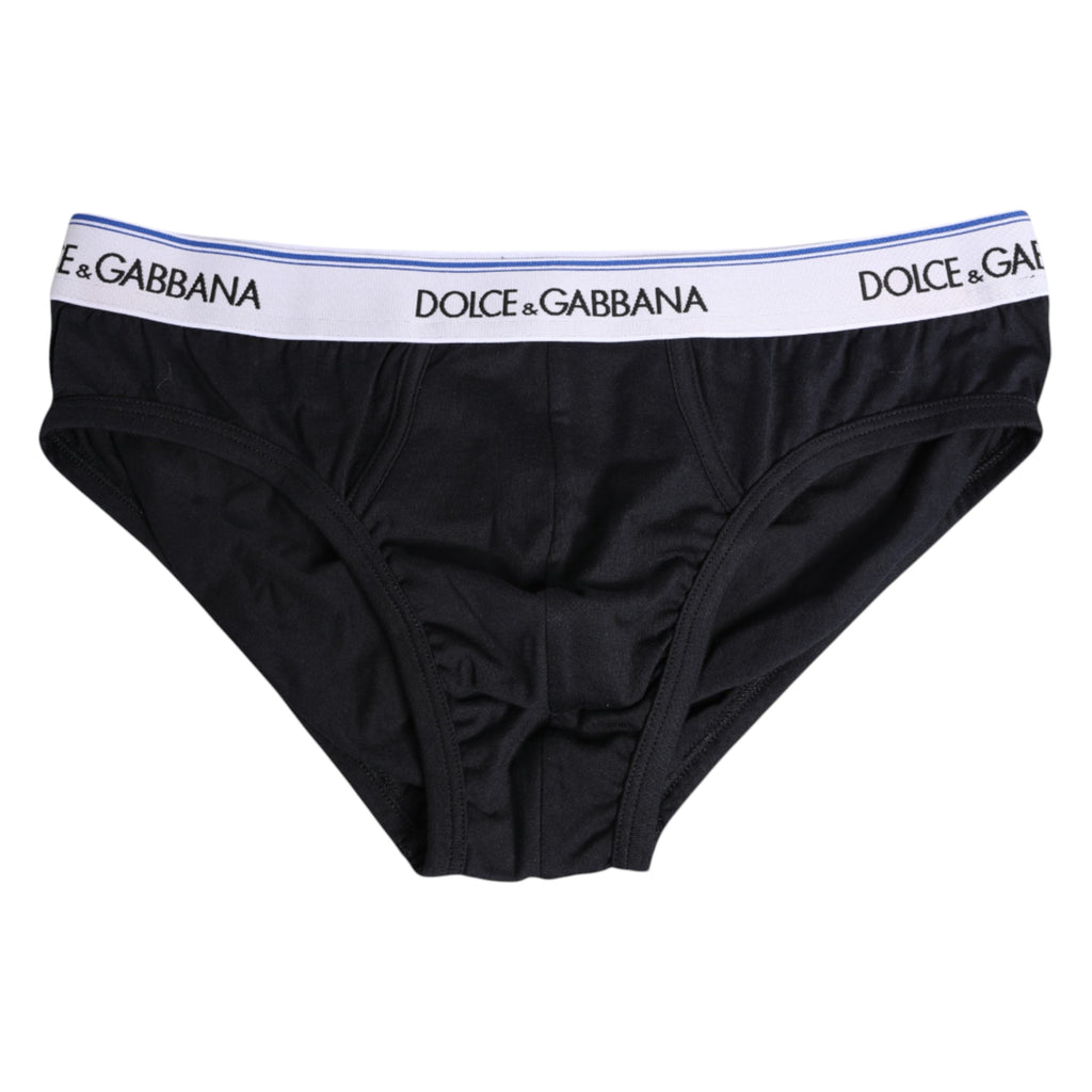 Dolce & Gabbana Black Cotton Stretch Regular Brief Underwear