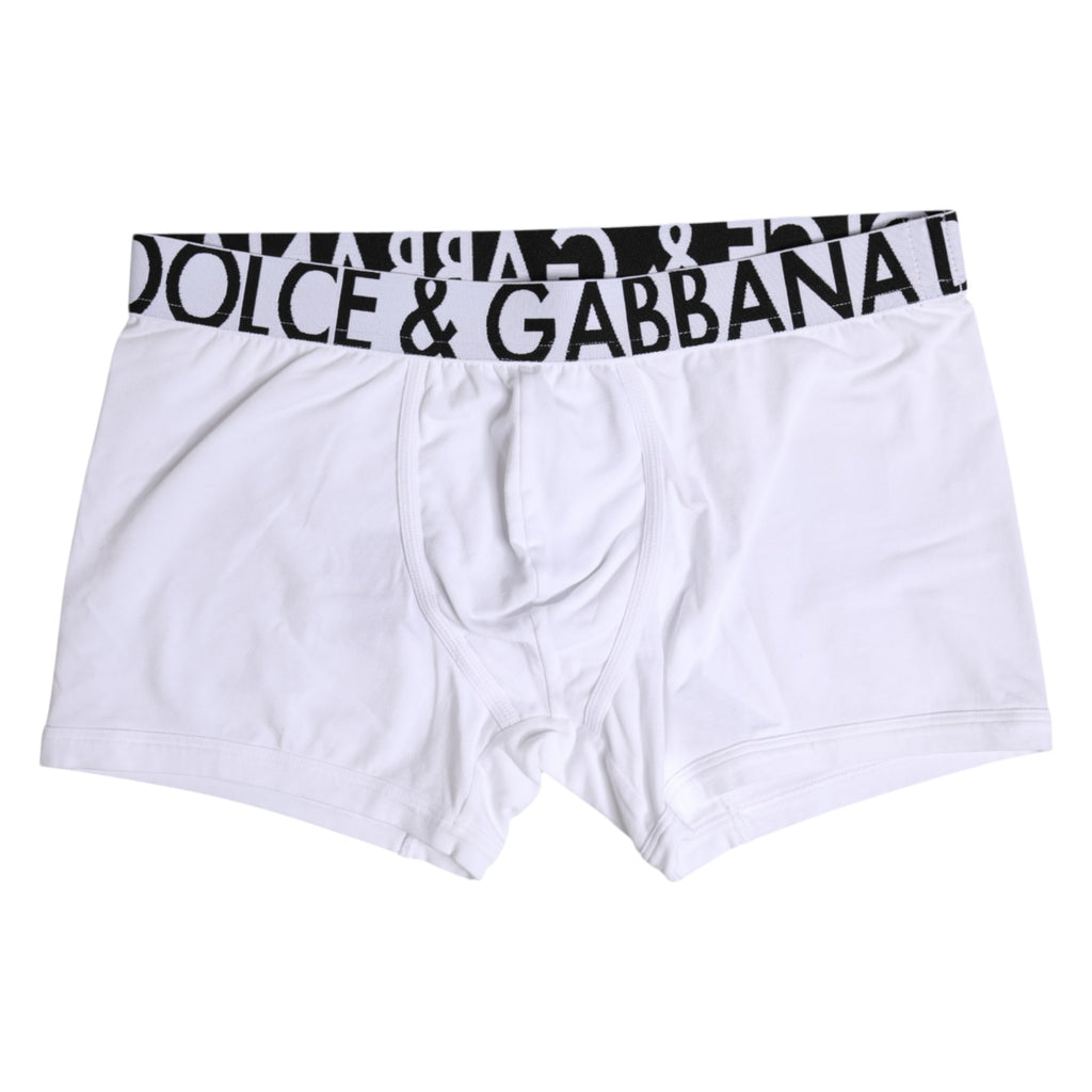 Dolce & Gabbana White Cotton Stretch Regular Boxer Underwear