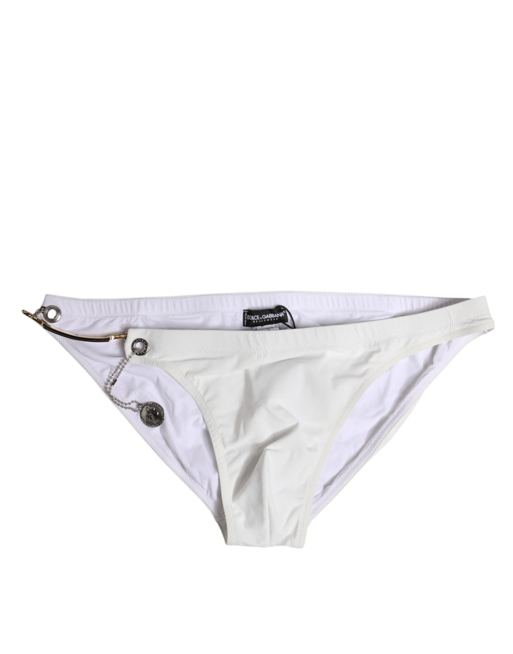 Dolce & Gabbana White Logo Metal Embellishment Brief Swimwear