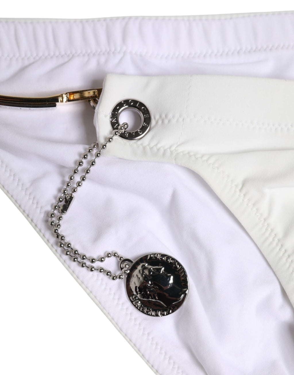 Dolce & Gabbana White Logo Metal Embellishment Brief Swimwear
