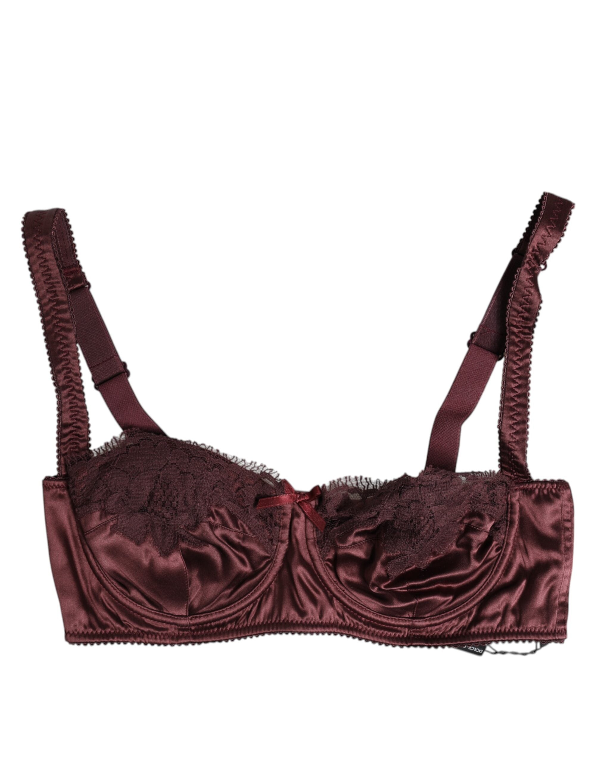Dolce & Gabbana Burgundy Silk Underwired Balconette Bra Underwear