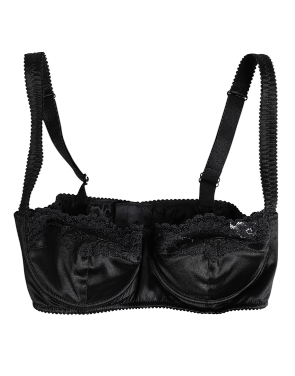 Dolce & Gabbana Black Silk Underwired Balconette Bra Underwear