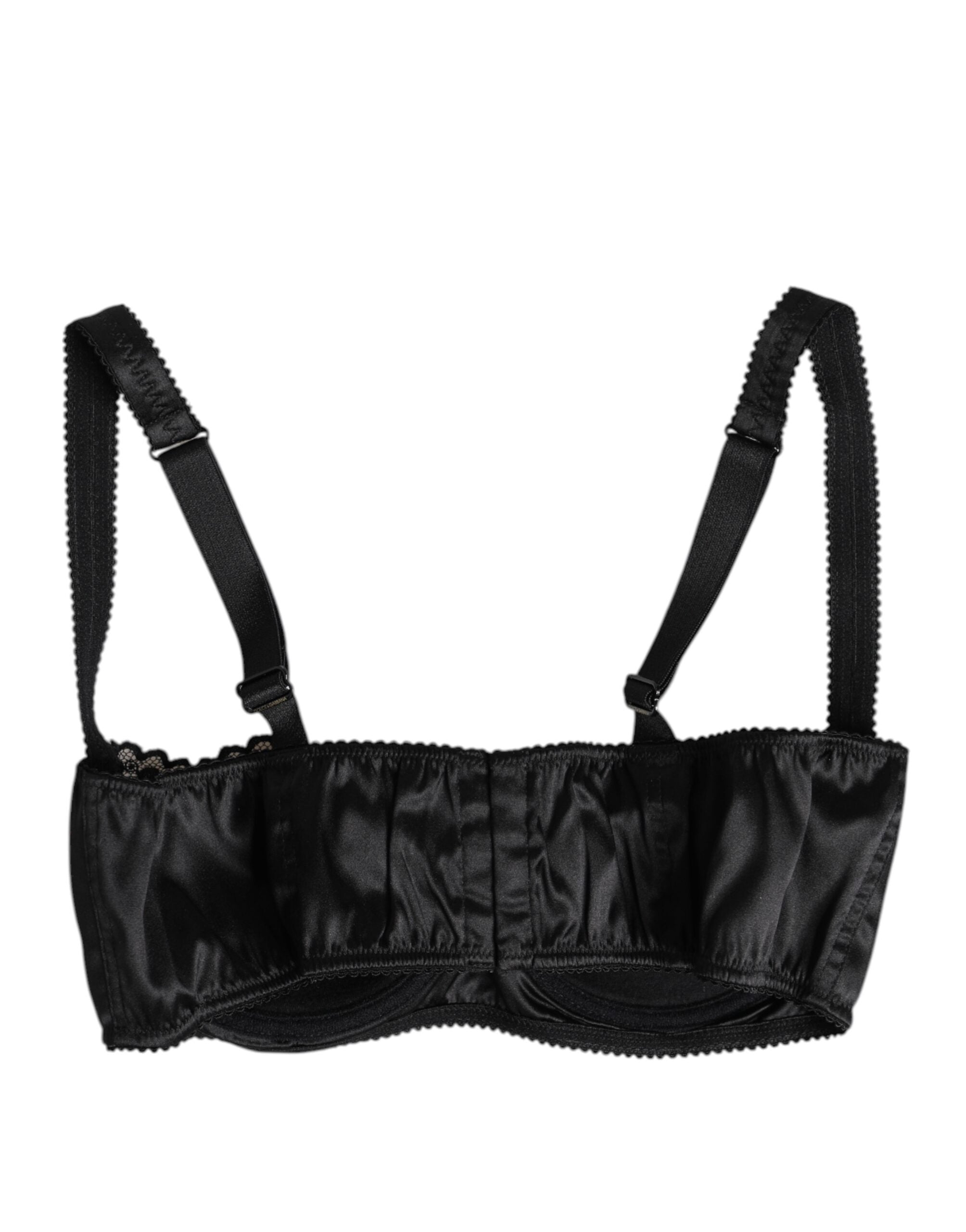 Dolce & Gabbana Black Silk Underwired Balconette Bra Underwear
