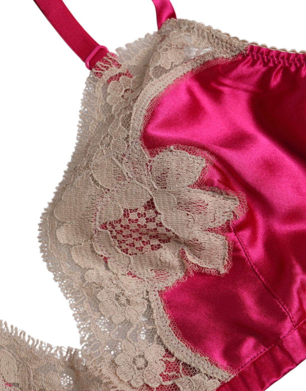 Dolce & Gabbana Magenta Floral Lace Silk Non Wire Bra Underwear