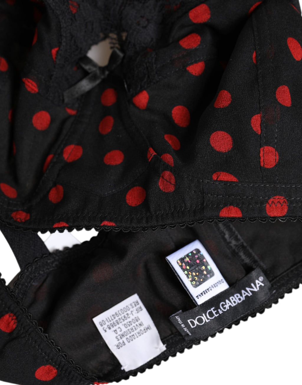 Dolce & Gabbana Black Red Polka Dot Underwired Balconette Underwear