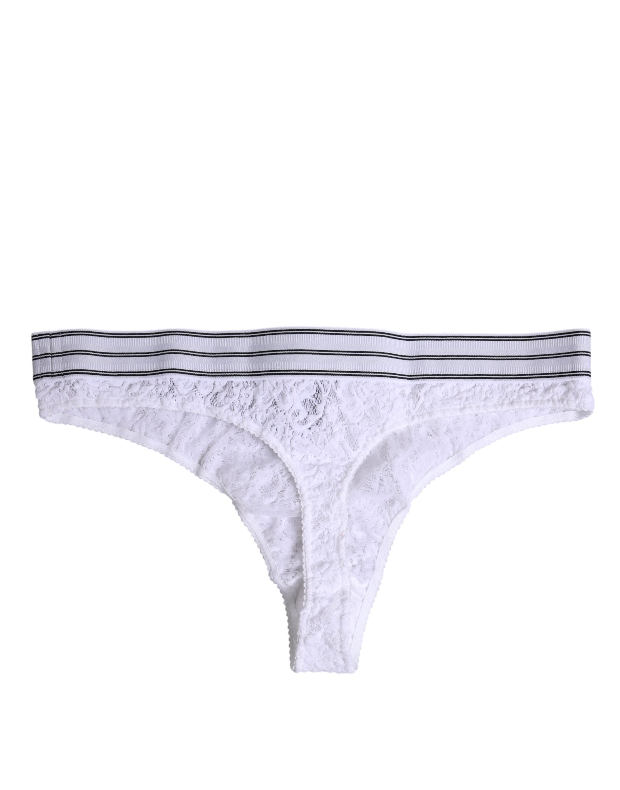 Dolce & Gabbana White Nylon Floral Lace Bottom Panty Underwear