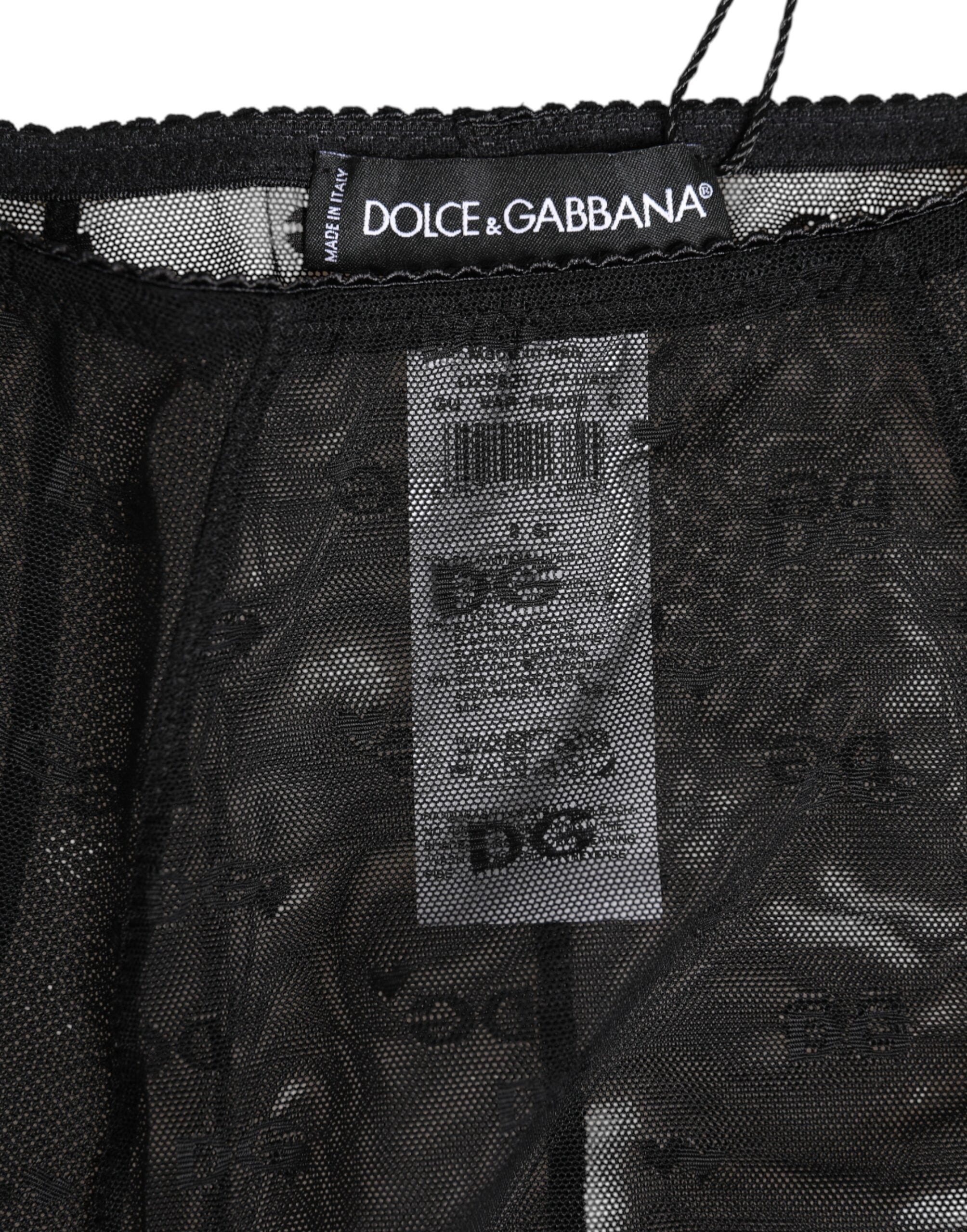 Dolce & Gabbana Black Logo Girdle High Waisted Panty Underwear