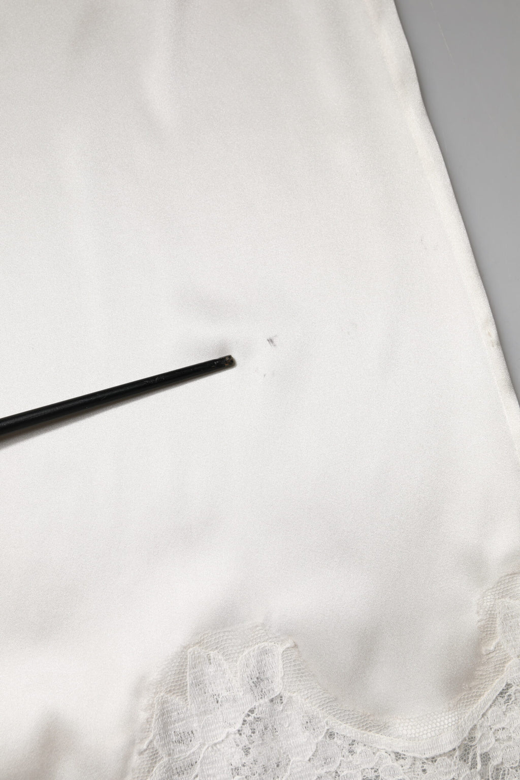 Dolce & Gabbana White Lace Gold DG Logo Silk Dress Sleepwear