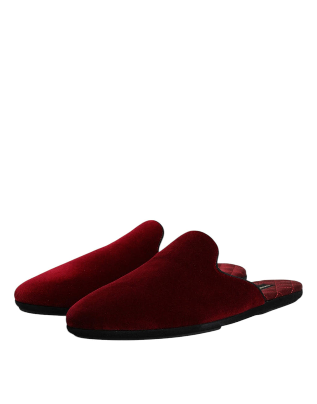 Dolce & Gabbana Red Viscose Velvet Slides Flat Slipper Shoes