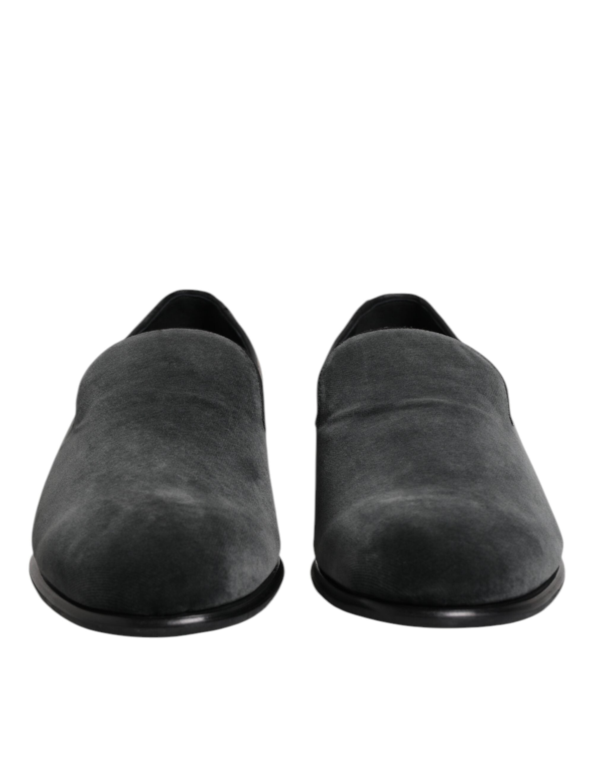 Dolce & Gabbana Black Velvet Slip On Loafers Formal Shoes