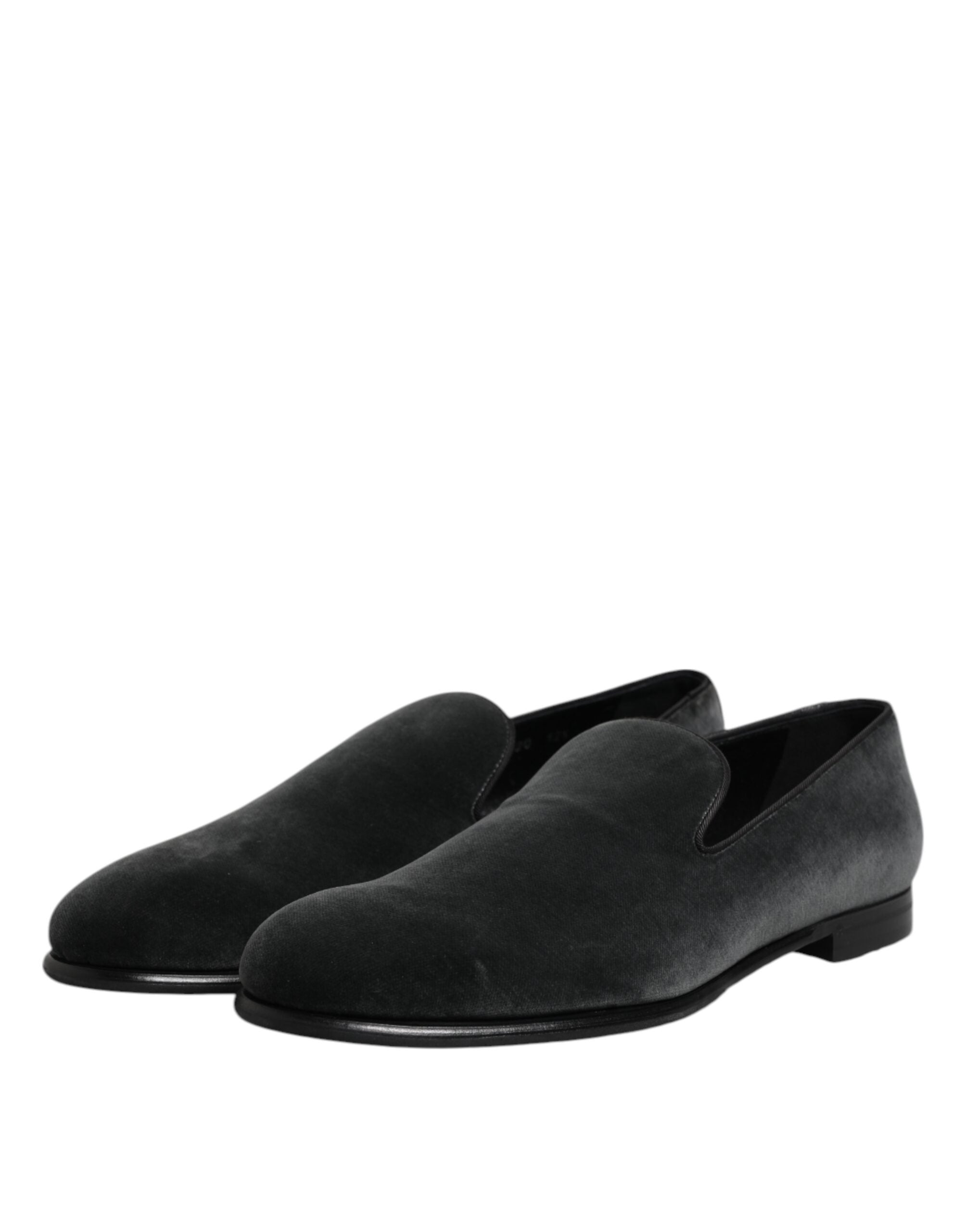 Dolce & Gabbana Black Velvet Slip On Loafers Formal Shoes