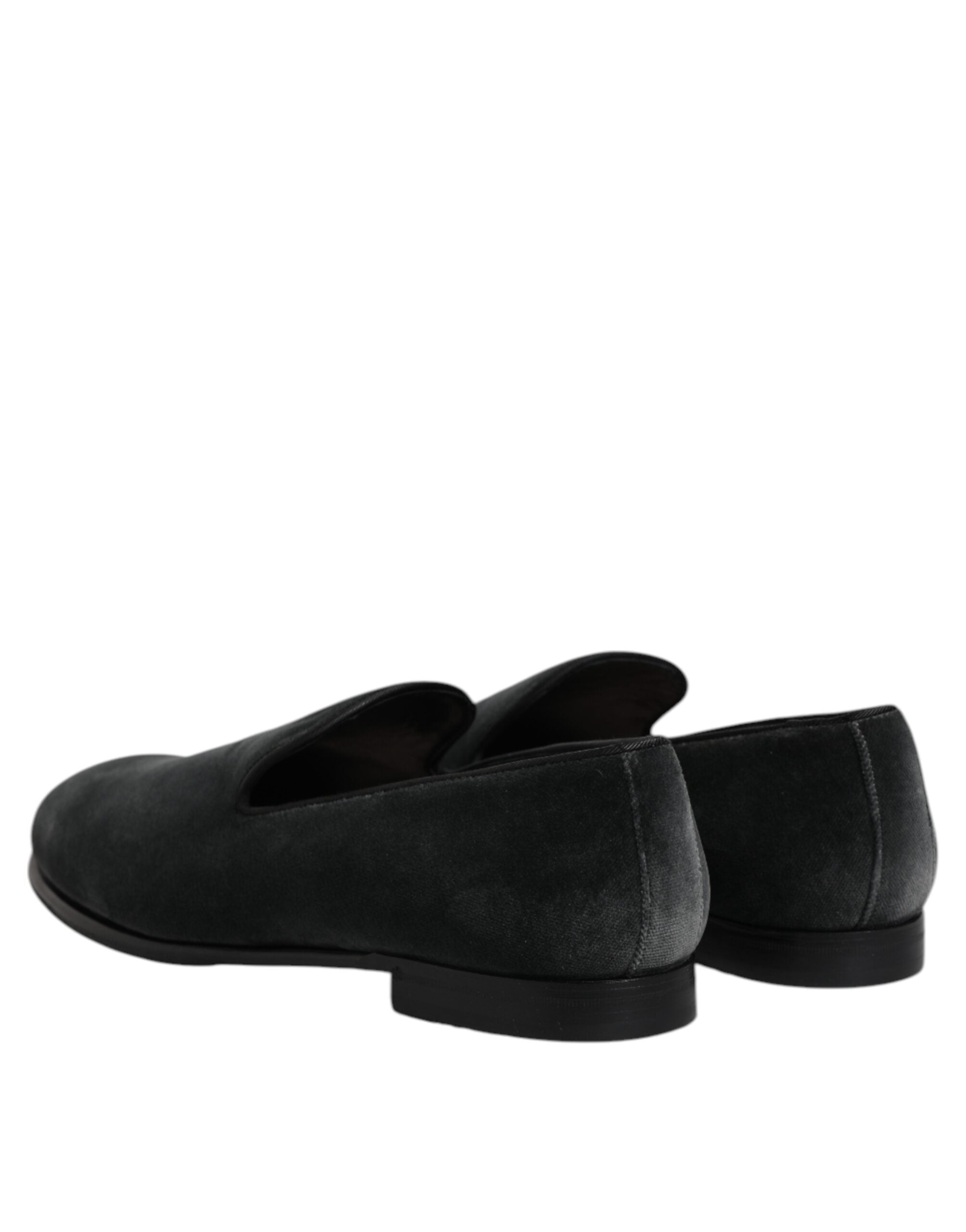 Dolce & Gabbana Black Velvet Slip On Loafers Formal Shoes