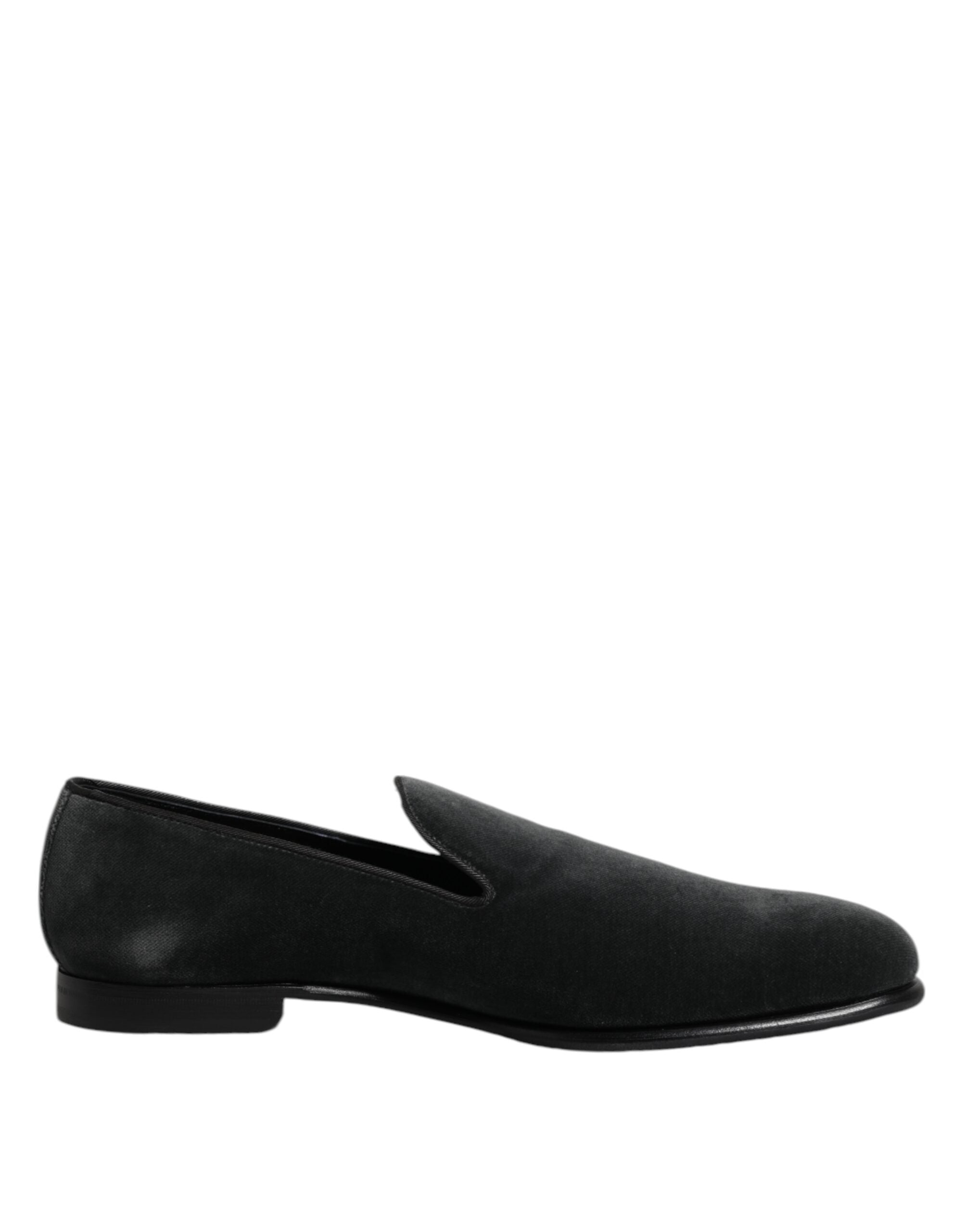 Dolce & Gabbana Black Velvet Slip On Loafers Formal Shoes