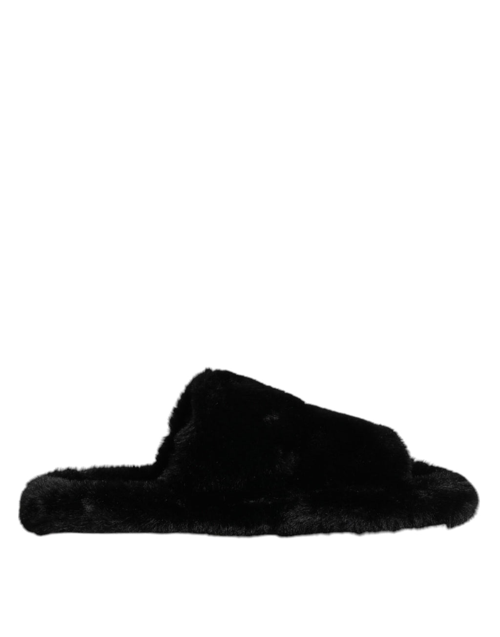 Dolce & Gabbana Black Polyester Velvet Slides Slipper Shoes