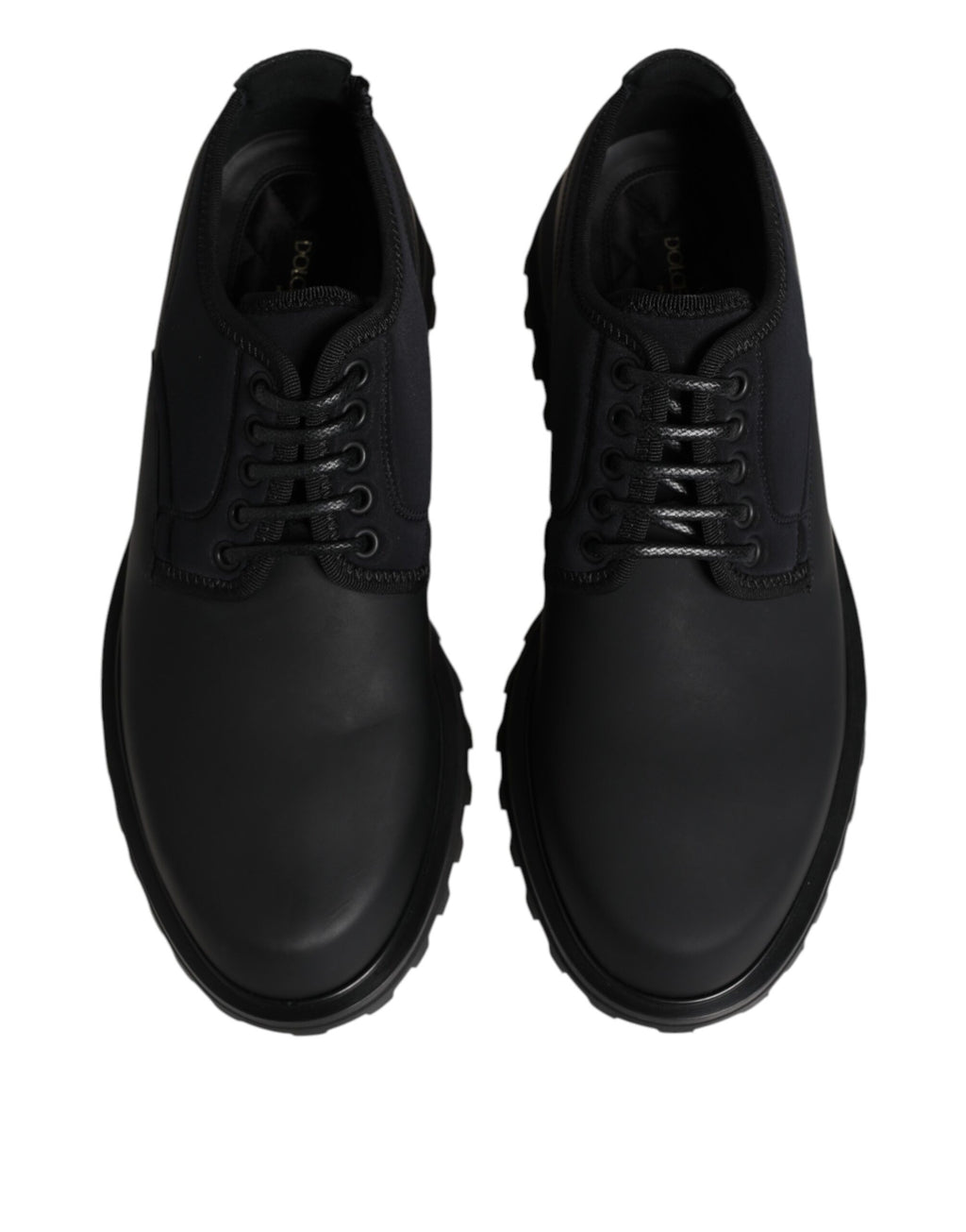 Dolce & Gabbana Black Leather Lace Up Trekking Dress Shoes