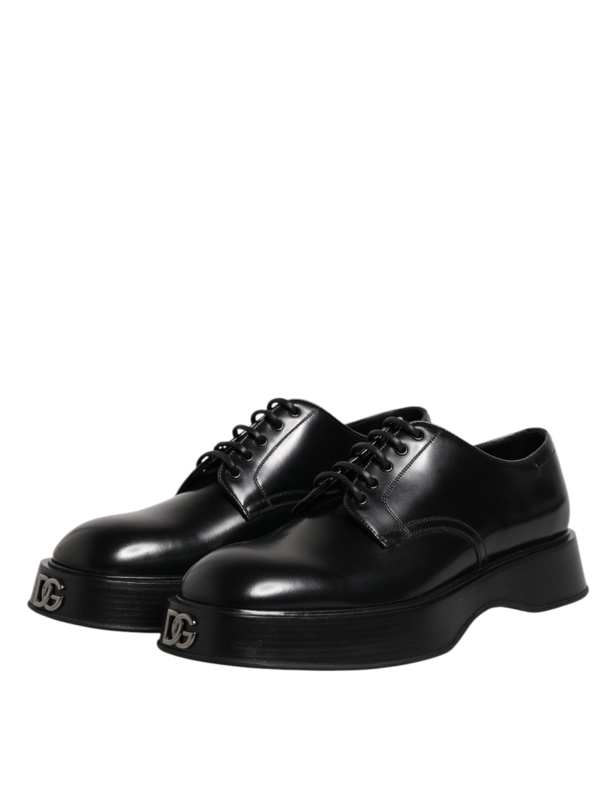Dolce & Gabbana Black Calf Leather Derby Formal Dress Shoes