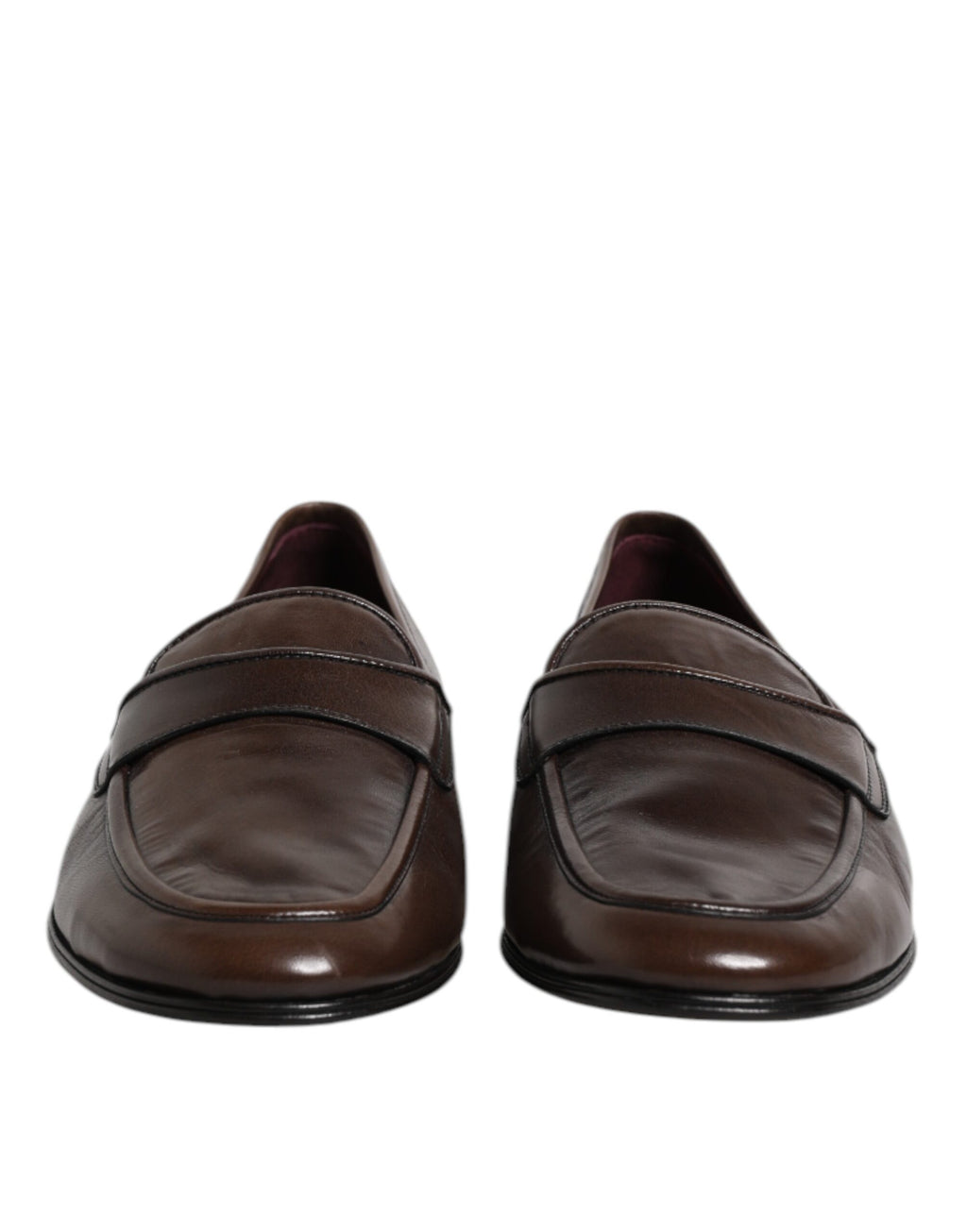 Dolce & Gabbana Brown Leather Dress Formal Slip On Shoes