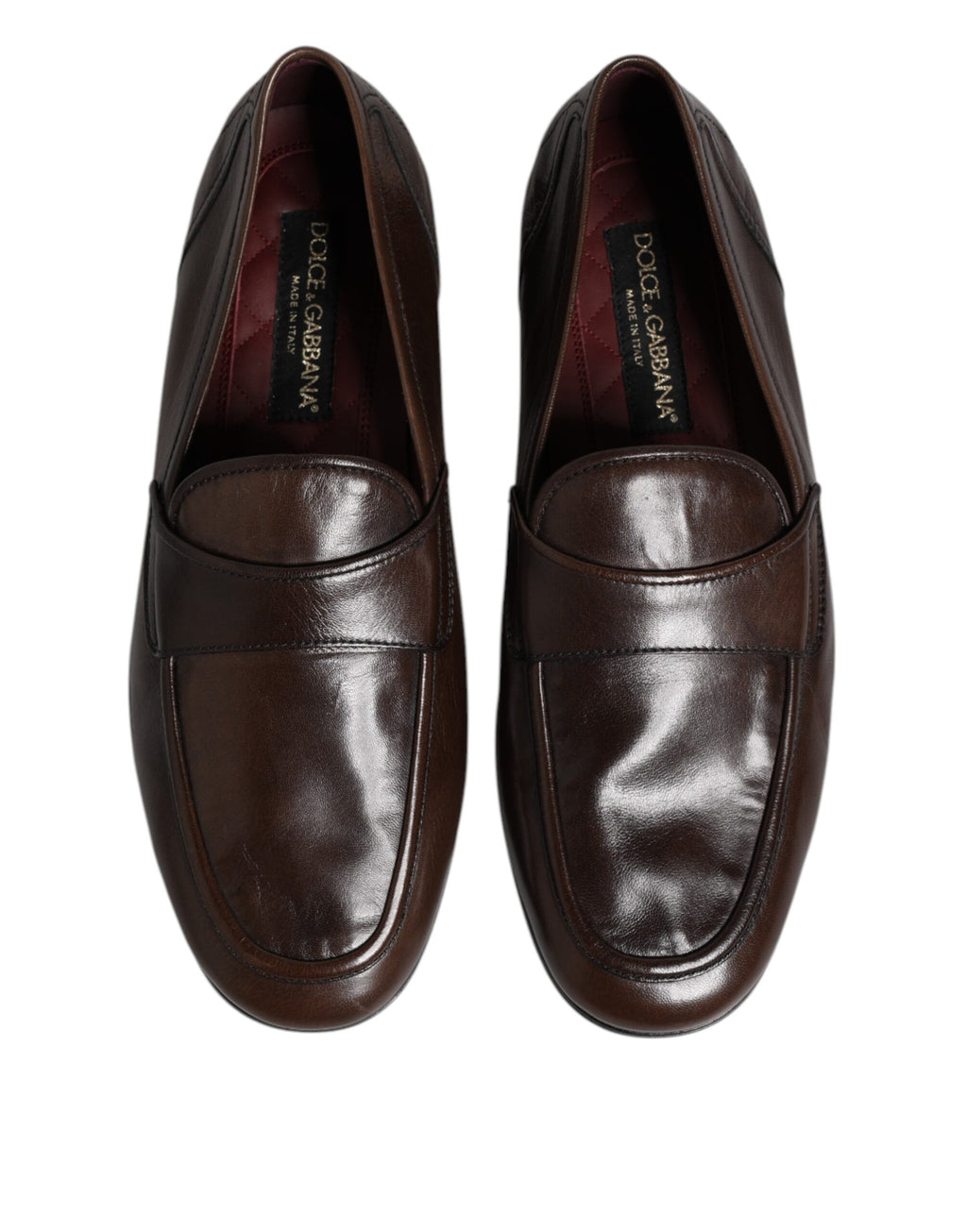 Dolce & Gabbana Brown Leather Dress Formal Slip On Shoes