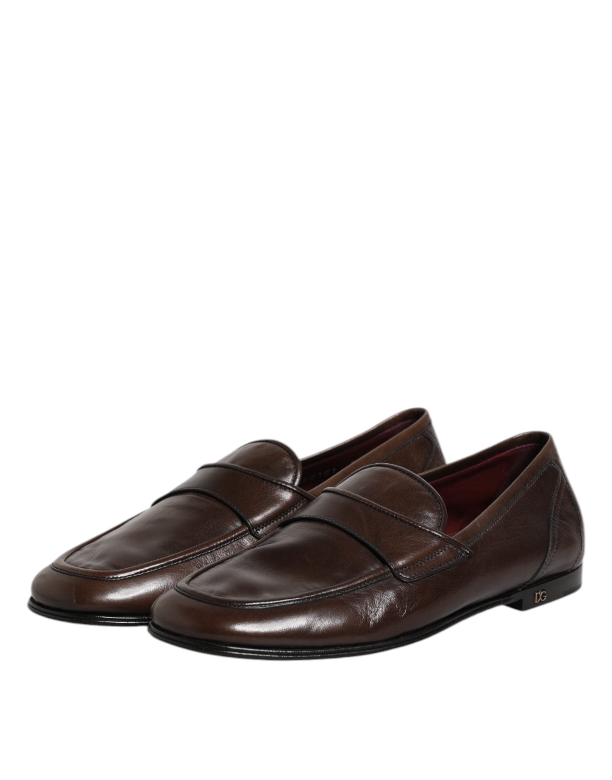 Dolce & Gabbana Brown Leather Dress Formal Slip On Shoes