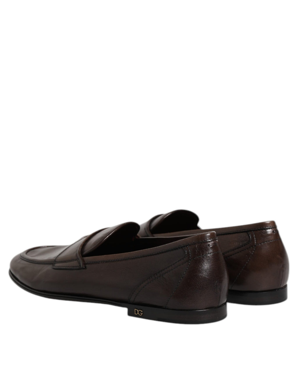 Dolce & Gabbana Brown Leather Dress Formal Slip On Shoes