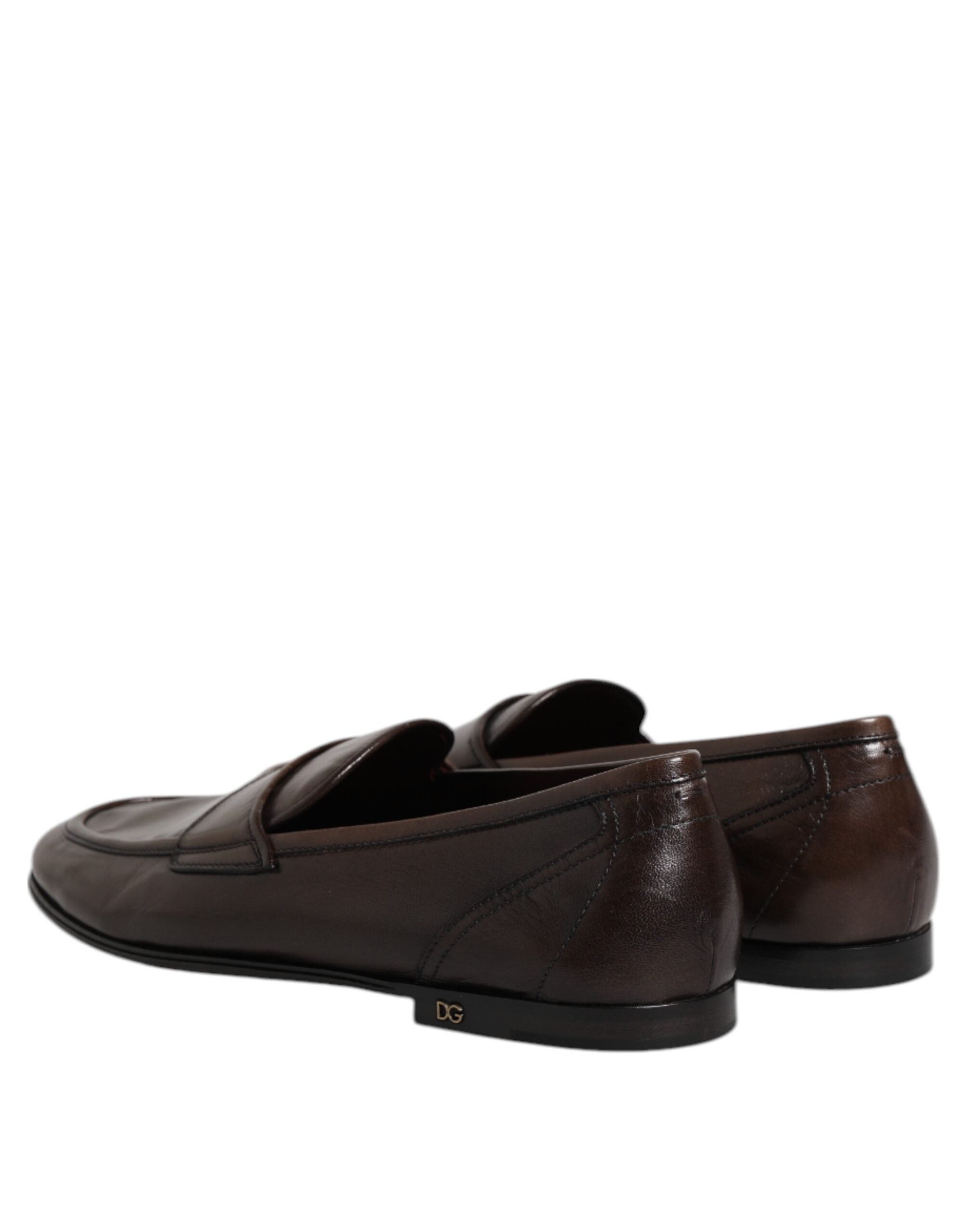 Dolce & Gabbana Brown Leather Dress Formal Slip On Shoes