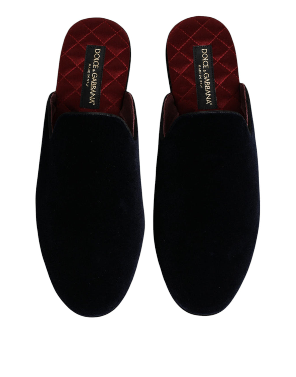 Dolce & Gabbana Black Viscose Velvet Slides Flat Slipper Shoes