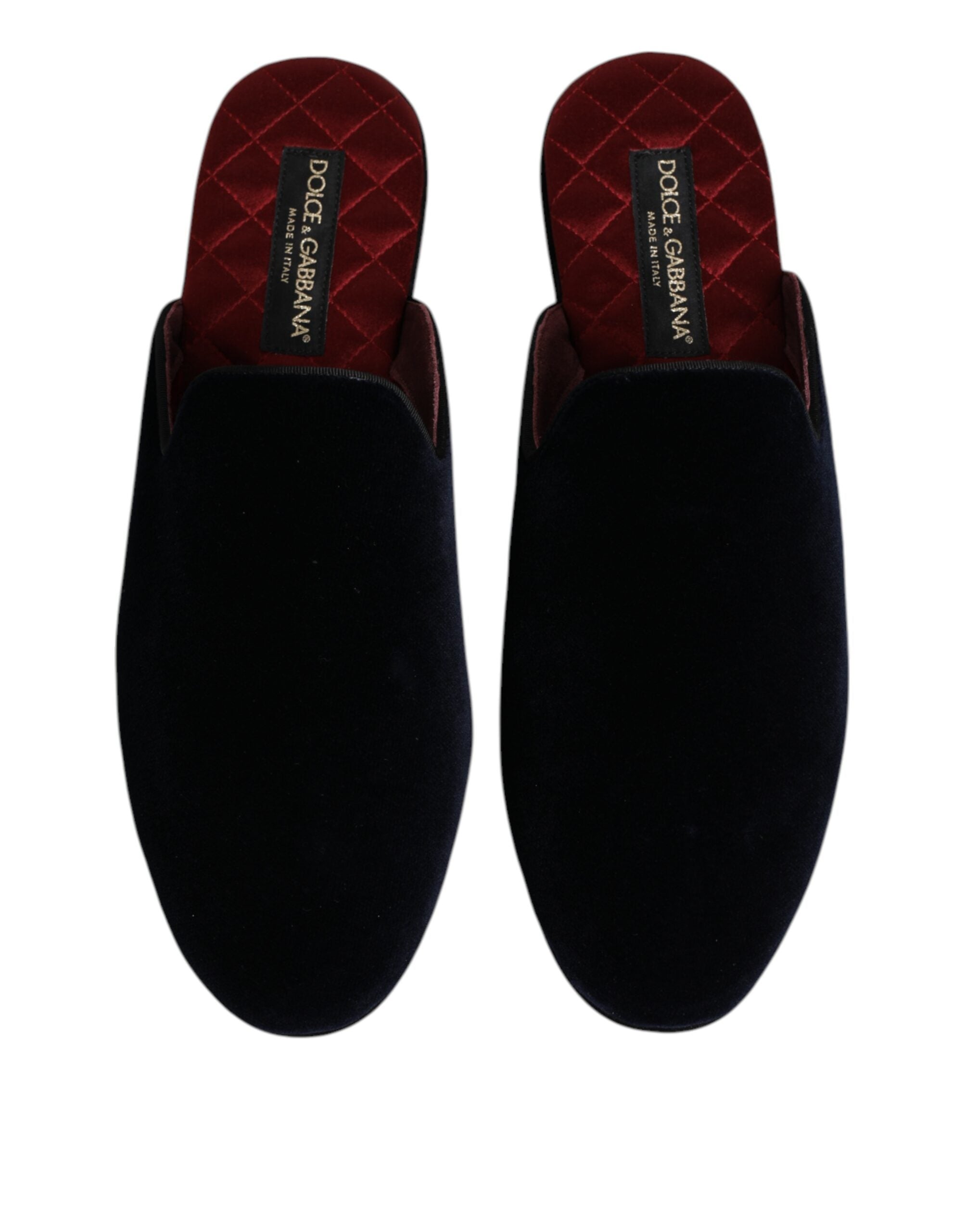 Dolce & Gabbana Black Viscose Velvet Slides Flat Slipper Shoes