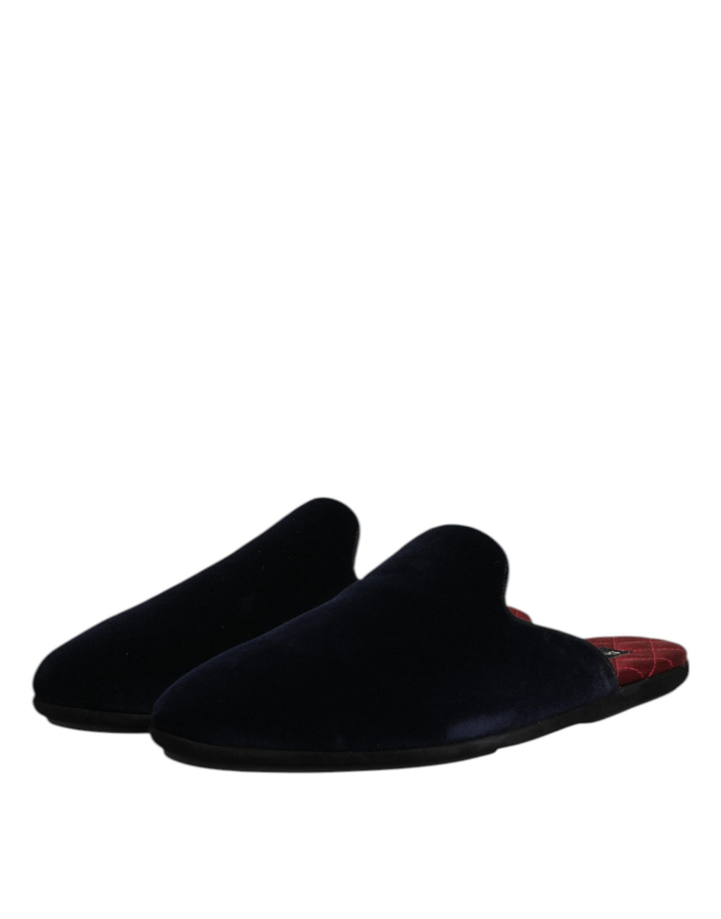 Dolce & Gabbana Black Viscose Velvet Slides Flat Slipper Shoes