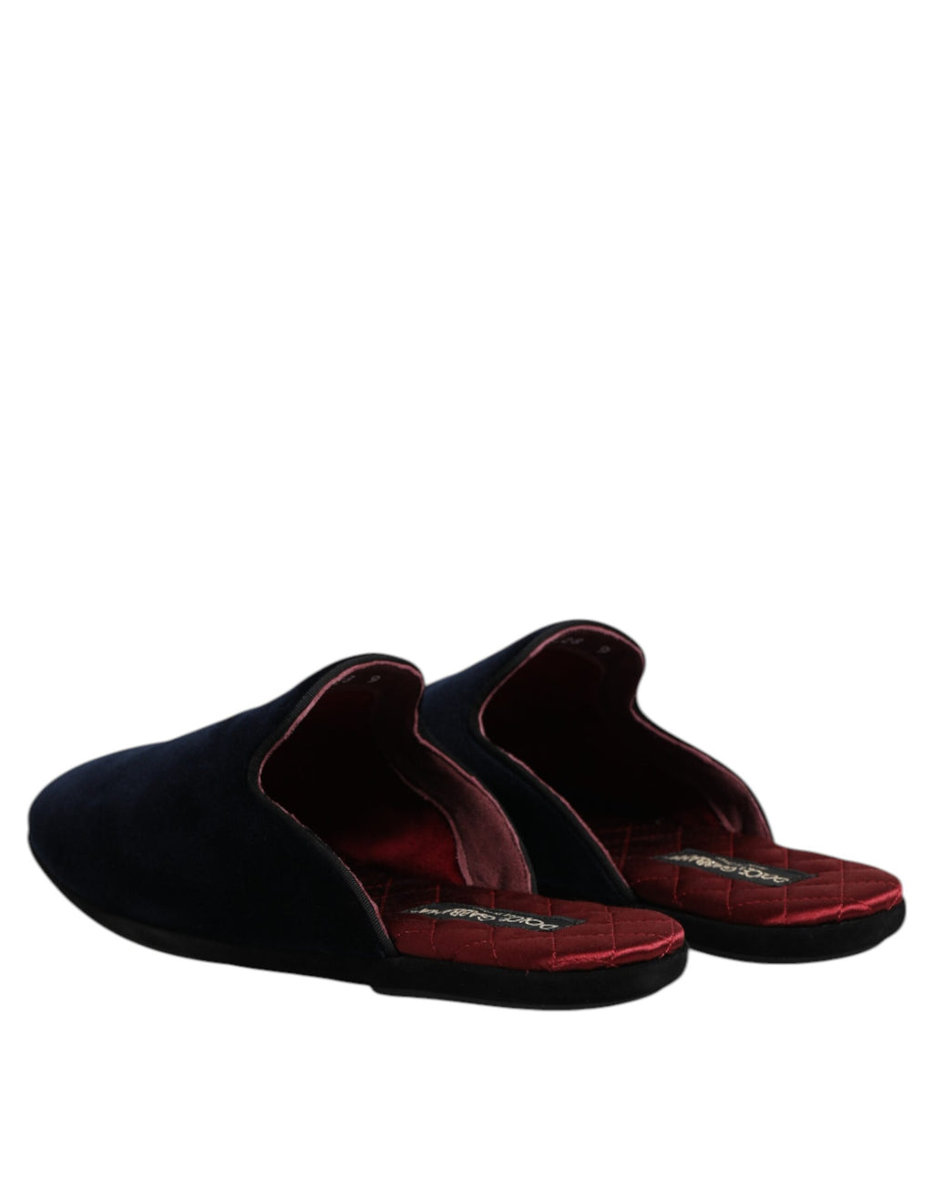 Dolce & Gabbana Black Viscose Velvet Slides Flat Slipper Shoes