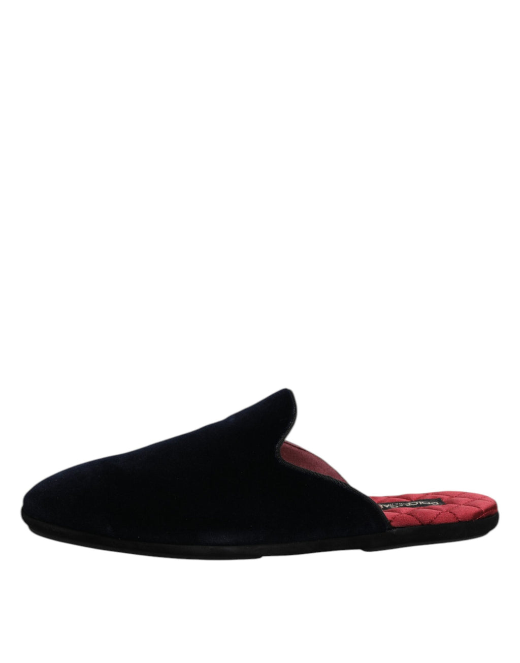 Dolce & Gabbana Black Viscose Velvet Slides Flat Slipper Shoes