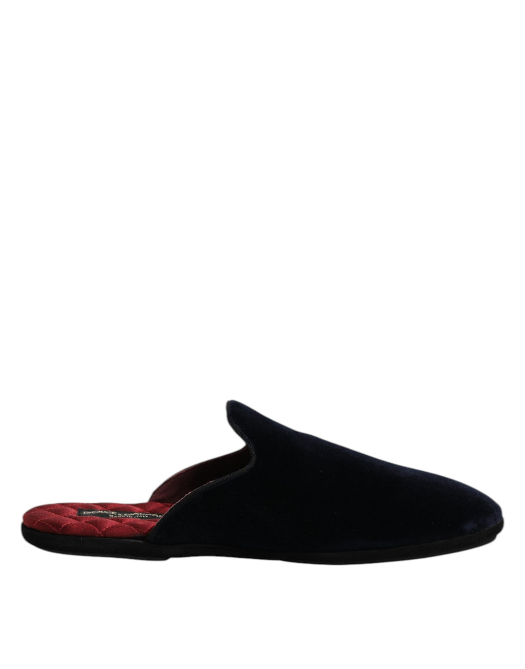 Dolce & Gabbana Black Viscose Velvet Slides Flat Slipper Shoes
