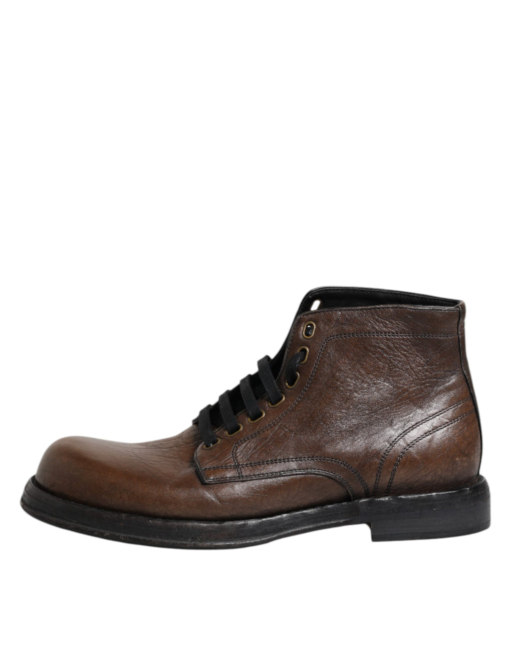 Dolce & Gabbana Brown Leather Lace Up Men Ankle Boots Shoes