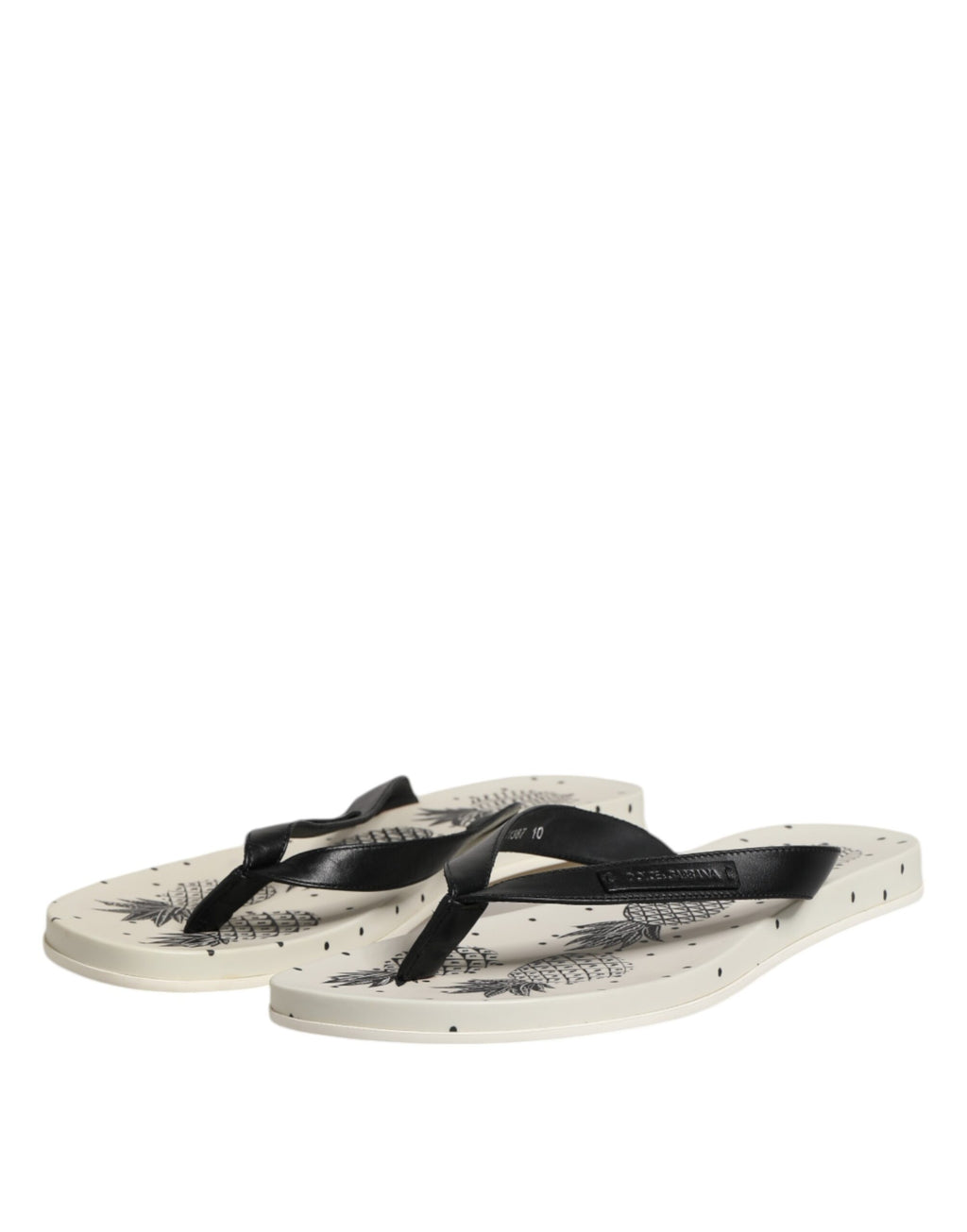 Dolce & Gabbana White Pineapple Print Slides Beachwear Shoes
