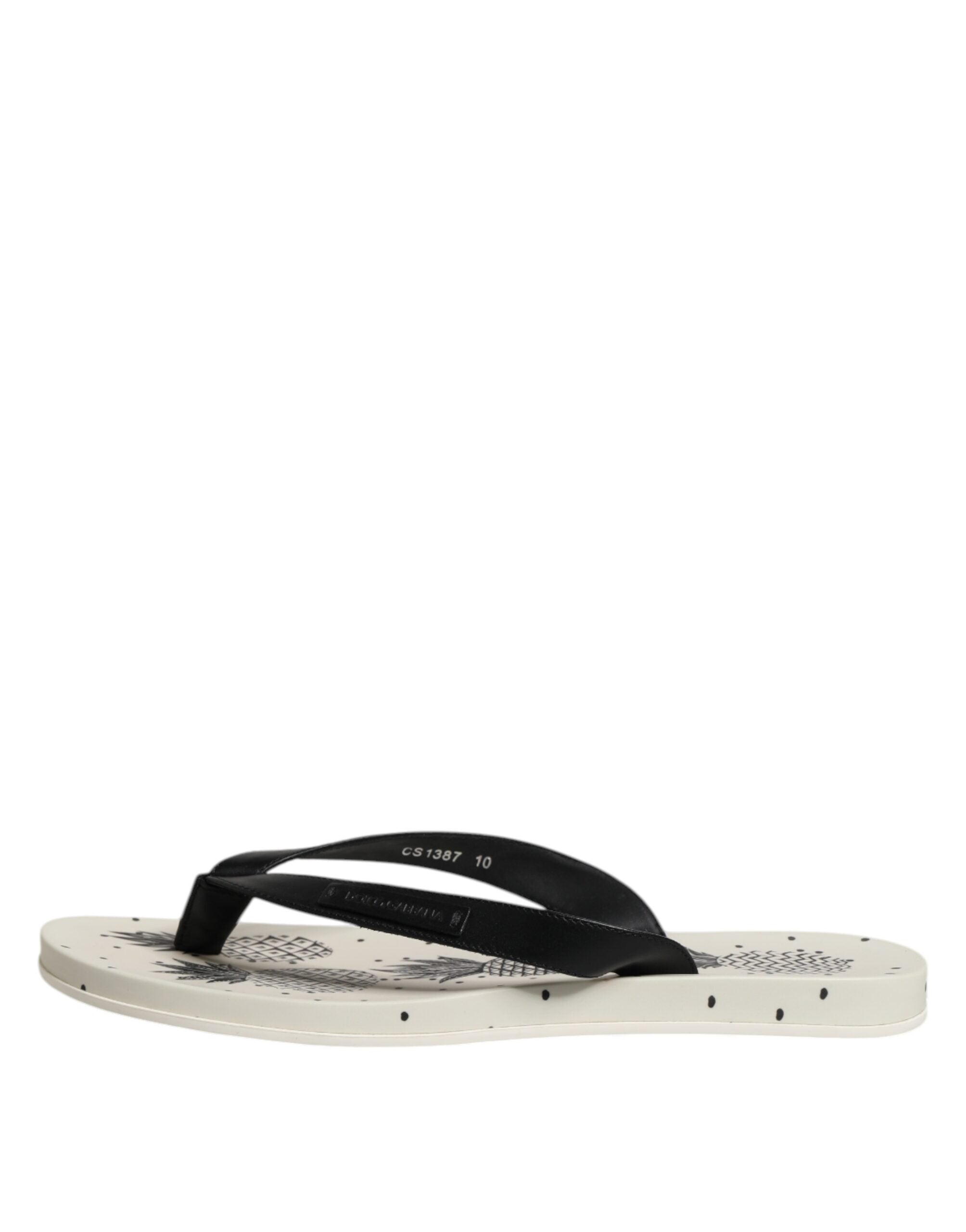 Dolce & Gabbana White Pineapple Print Slides Beachwear Shoes