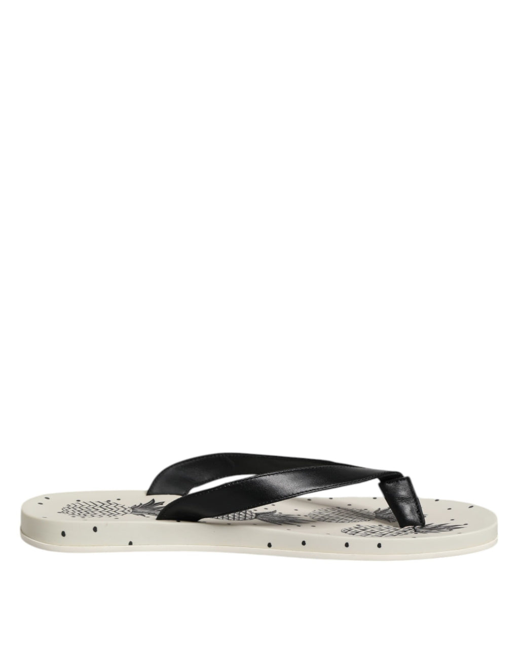 Dolce & Gabbana White Pineapple Print Slides Beachwear Shoes