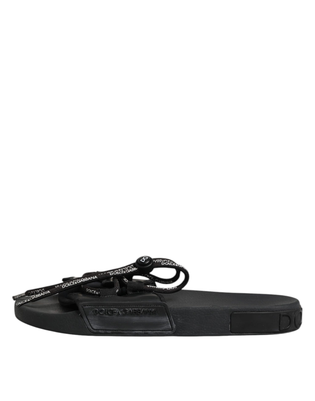 Dolce & Gabbana Black Cotton Slides Flats Men Beachwear Shoes
