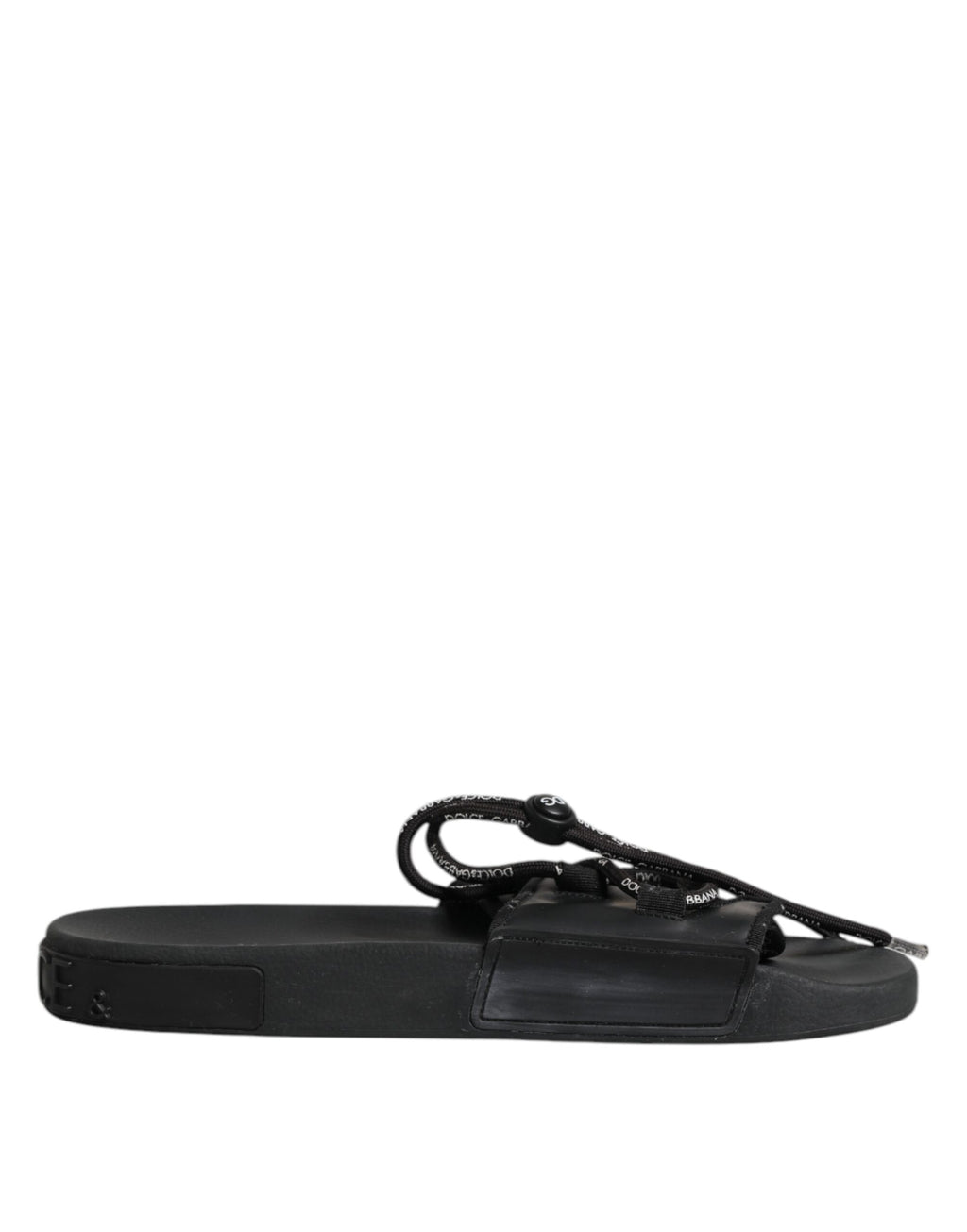 Dolce & Gabbana Black Cotton Slides Flats Men Beachwear Shoes