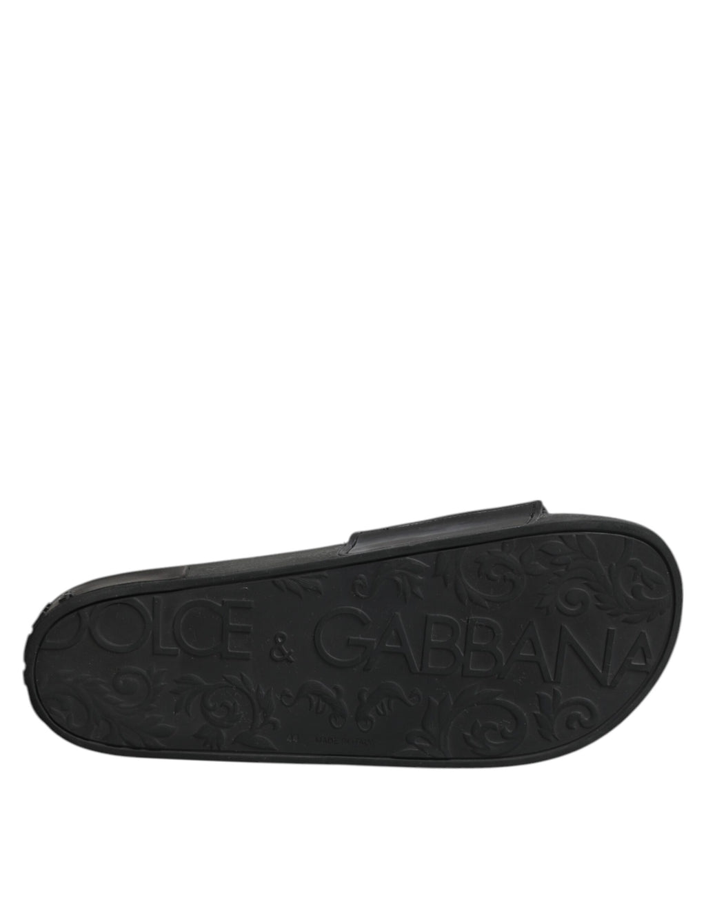 Dolce & Gabbana Black Cotton Slides Flats Men Beachwear Shoes