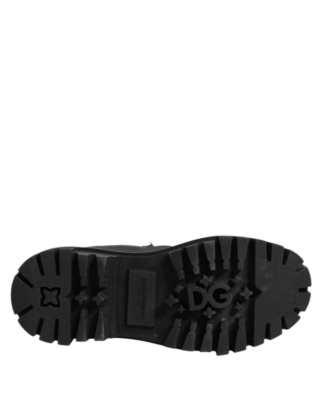 Dolce & Gabbana Black White Padded Lace Up Short Boots Shoes