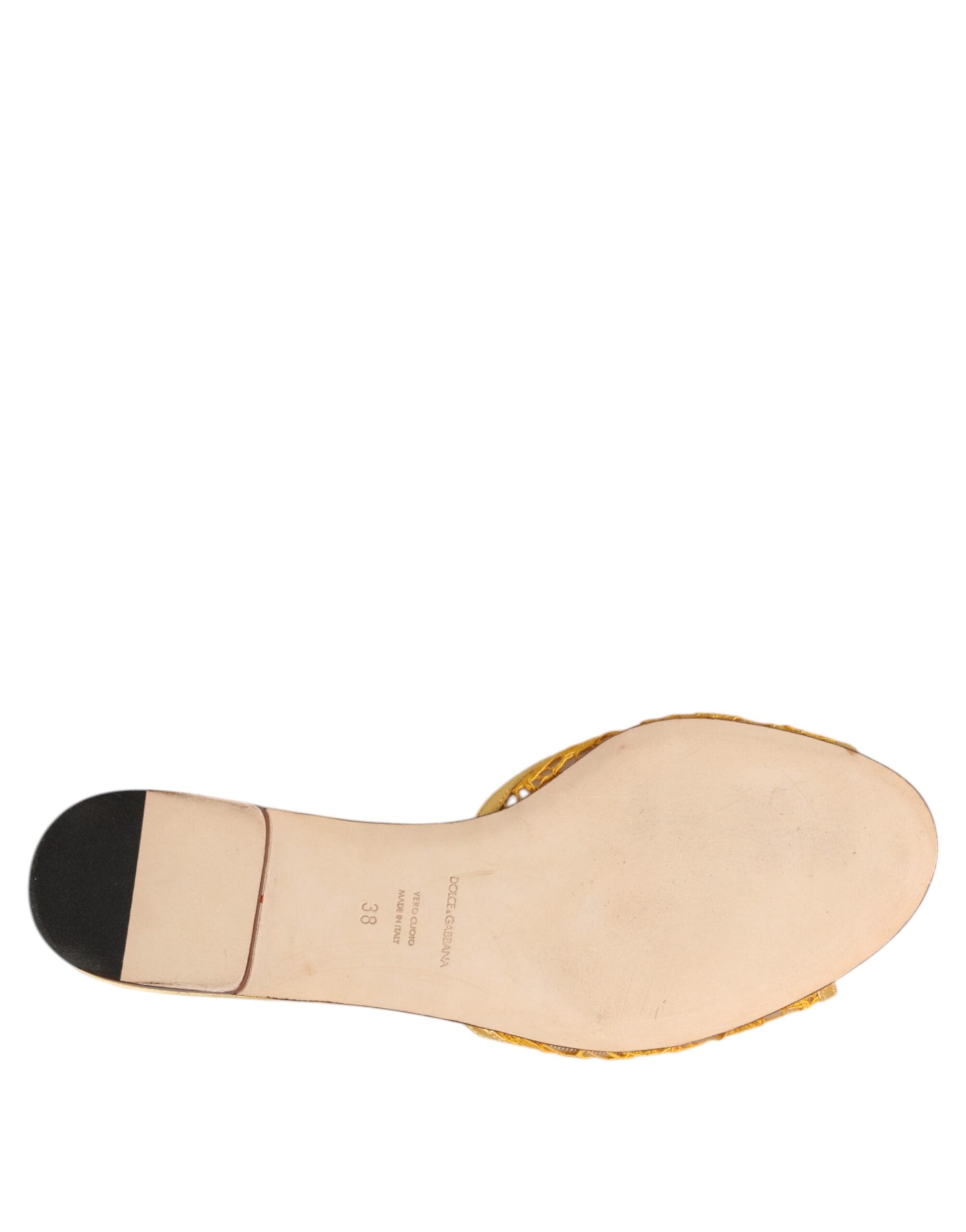 Dolce & Gabbana Yellow Taormina Slides Crystals Flats Shoes