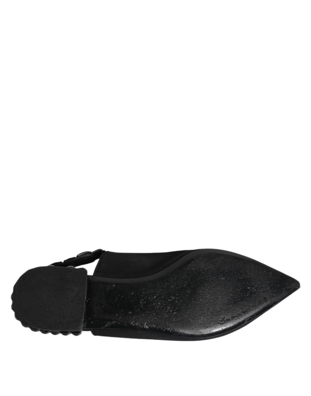 Dolce & Gabbana Black Crystal Charmeuse Slingback Shoes