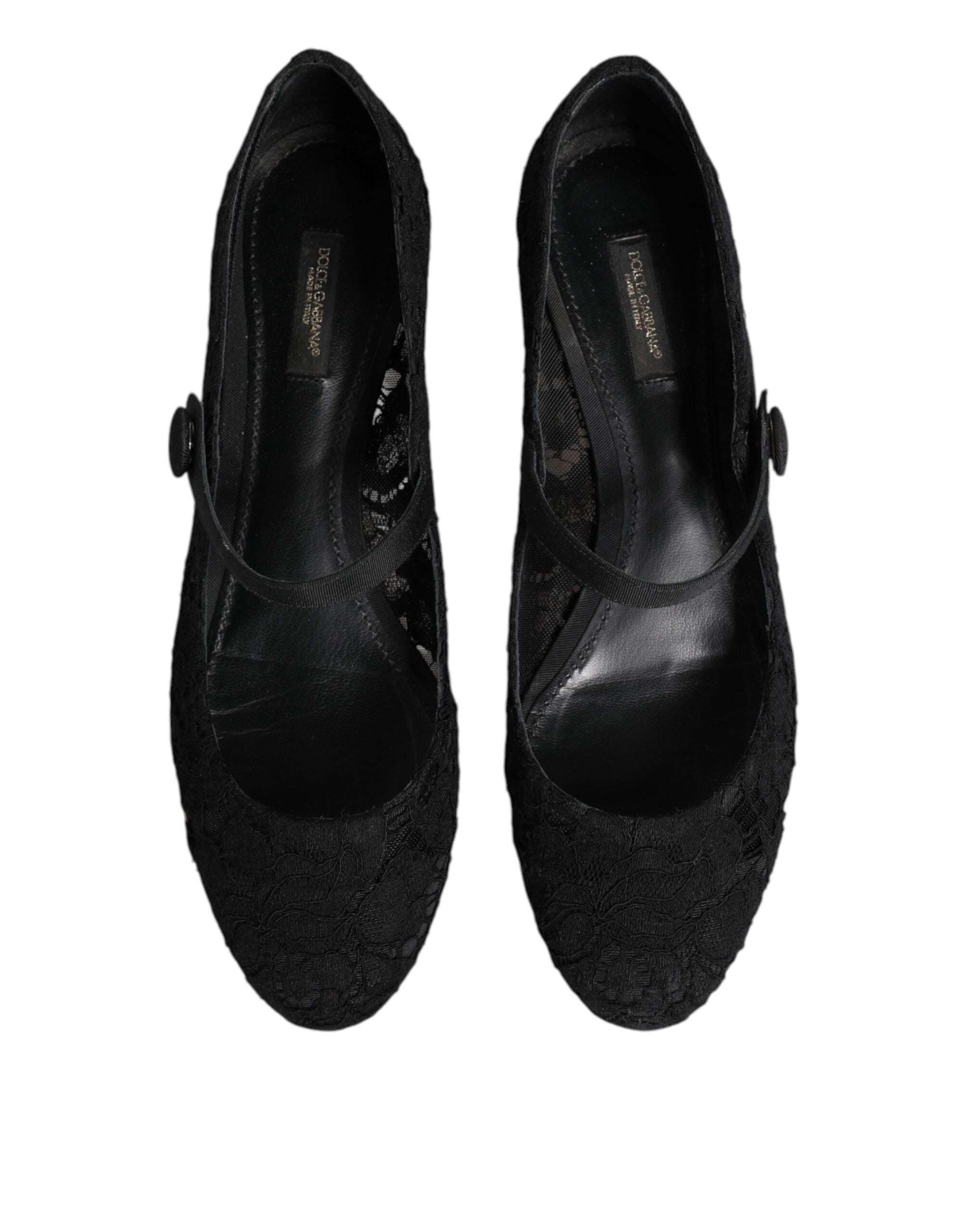 Dolce & Gabbana Black Vally Taormina Floral Lace Pumps Shoes