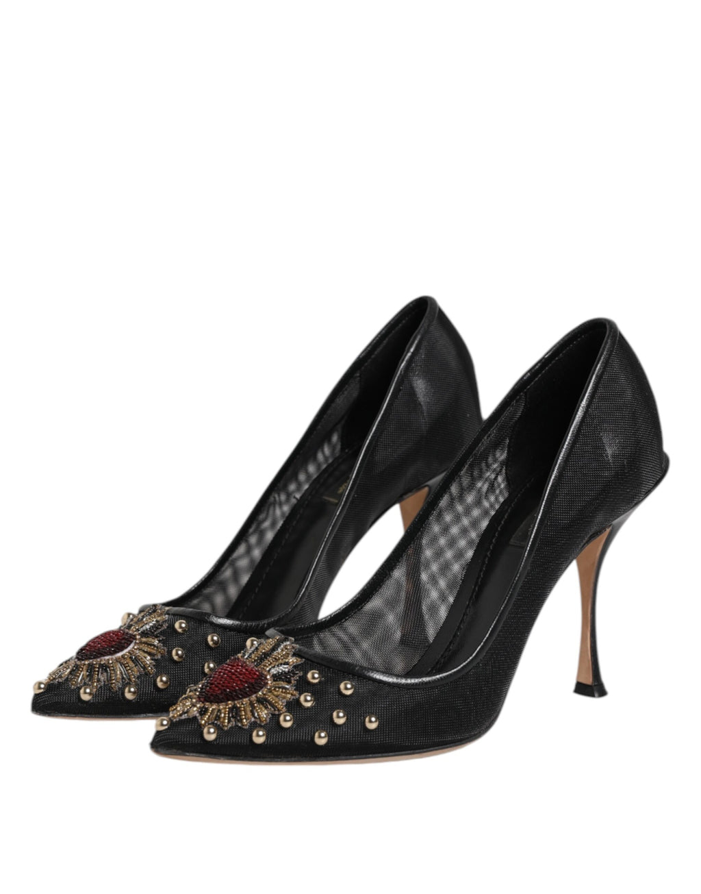 Dolce & Gabbana Black Sacred Heart Stiletto Heels Pumps Shoes