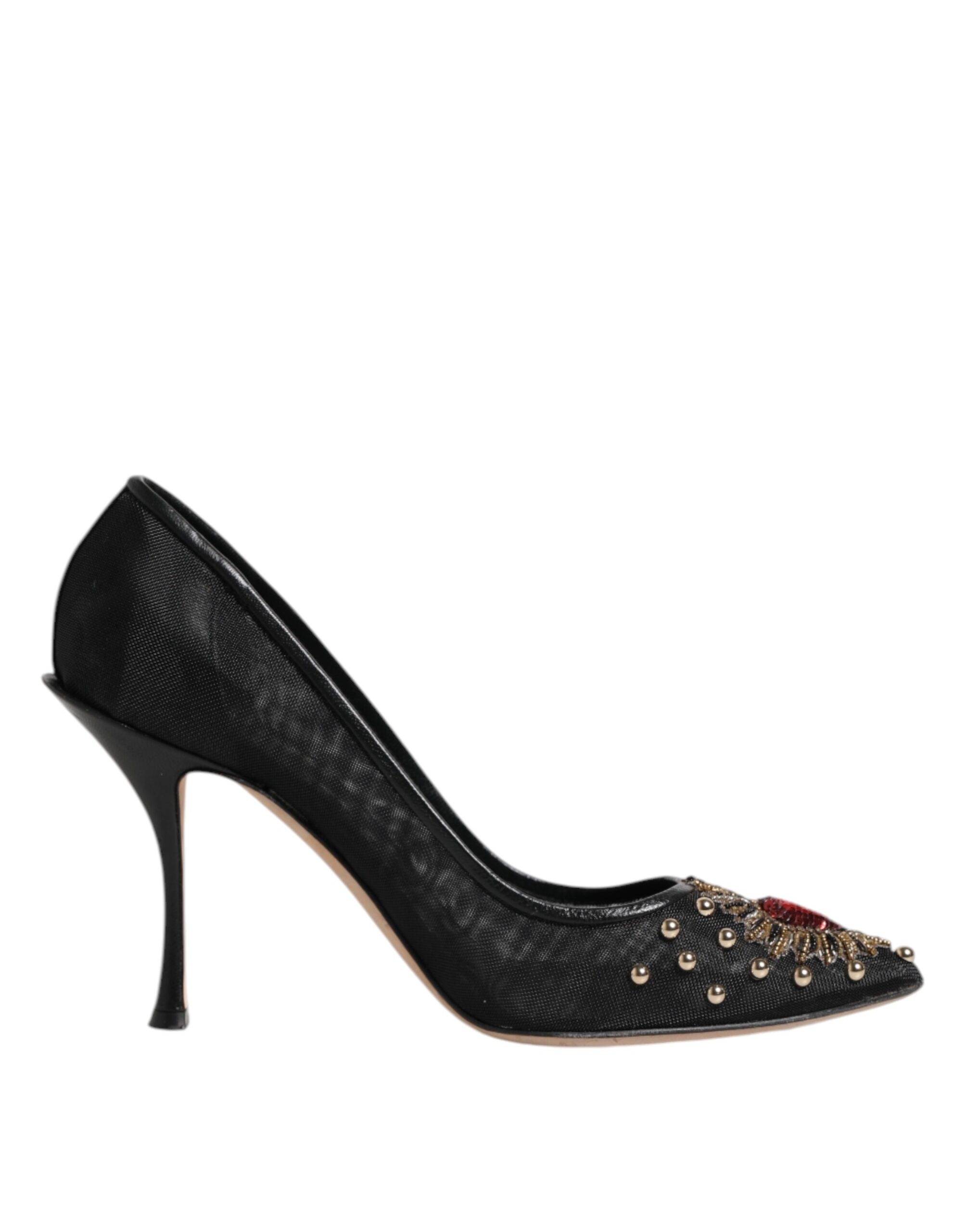 Dolce & Gabbana Black Sacred Heart Stiletto Heels Pumps Shoes