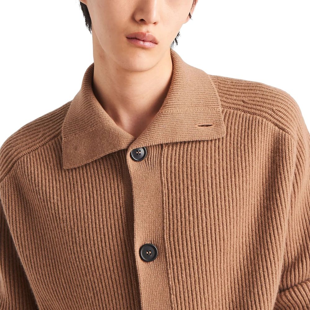 Prada Ribbed Knit Cashmere Cardigan