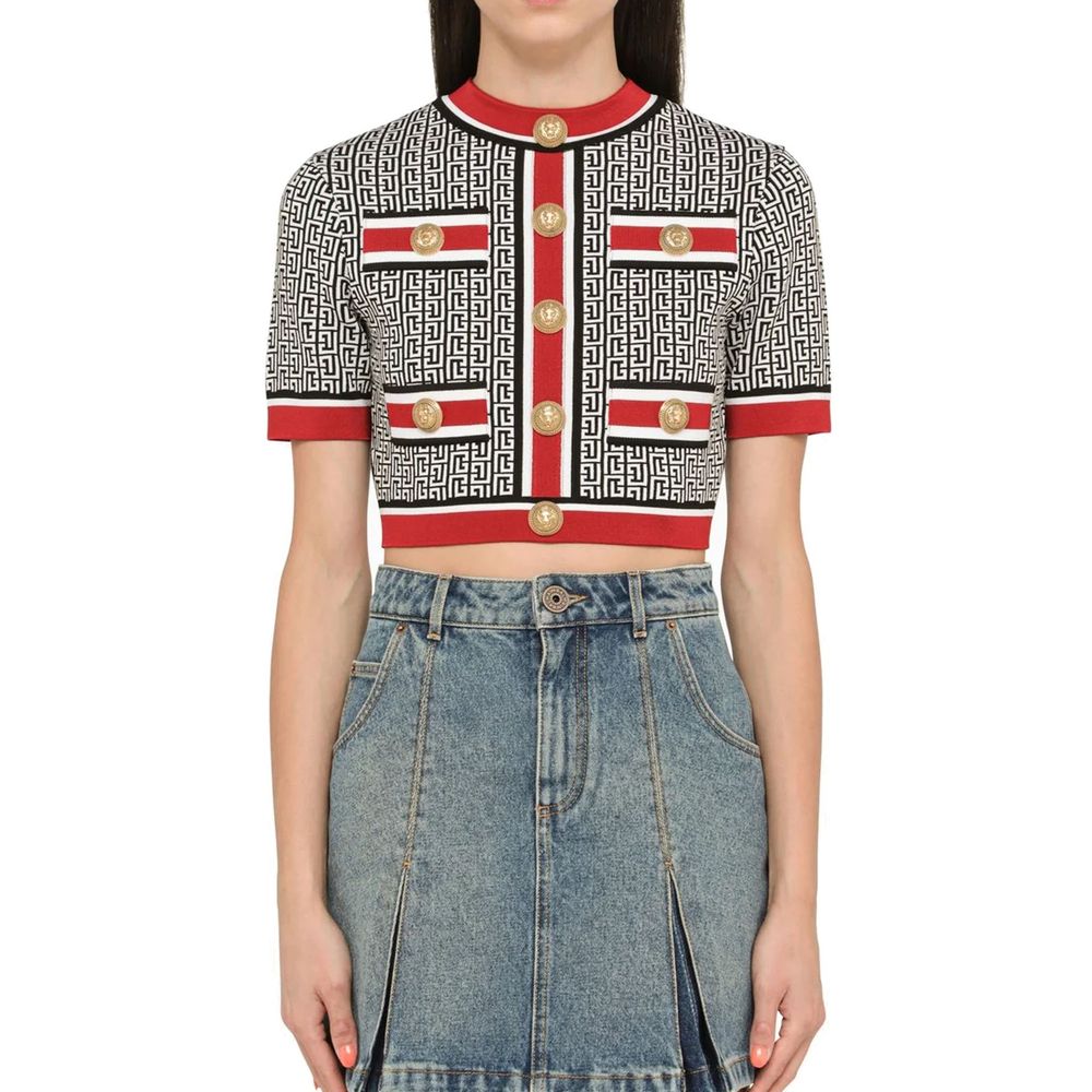 Balmain Cropped Monogram Top